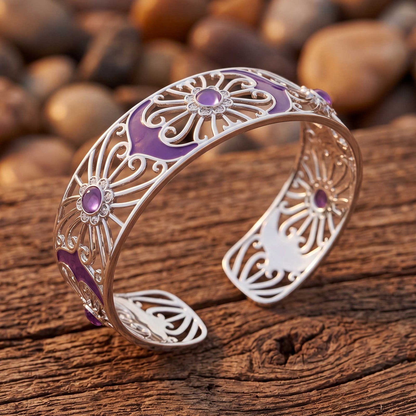 Prairie Flower Cuff Bracelet - Amethyst