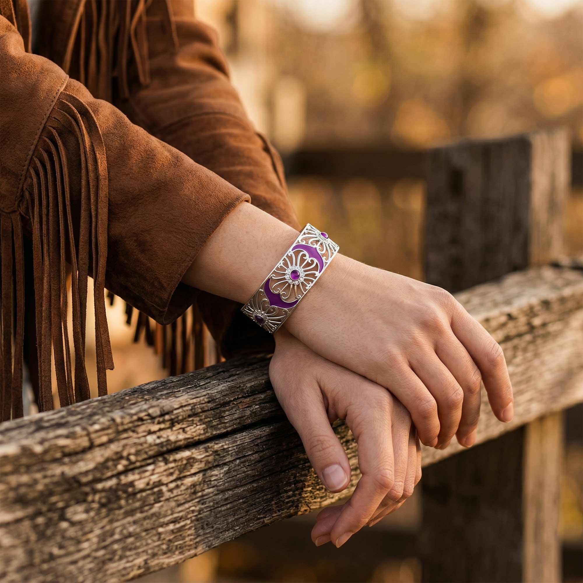 Prairie Flower Cuff Bracelet - Amethyst