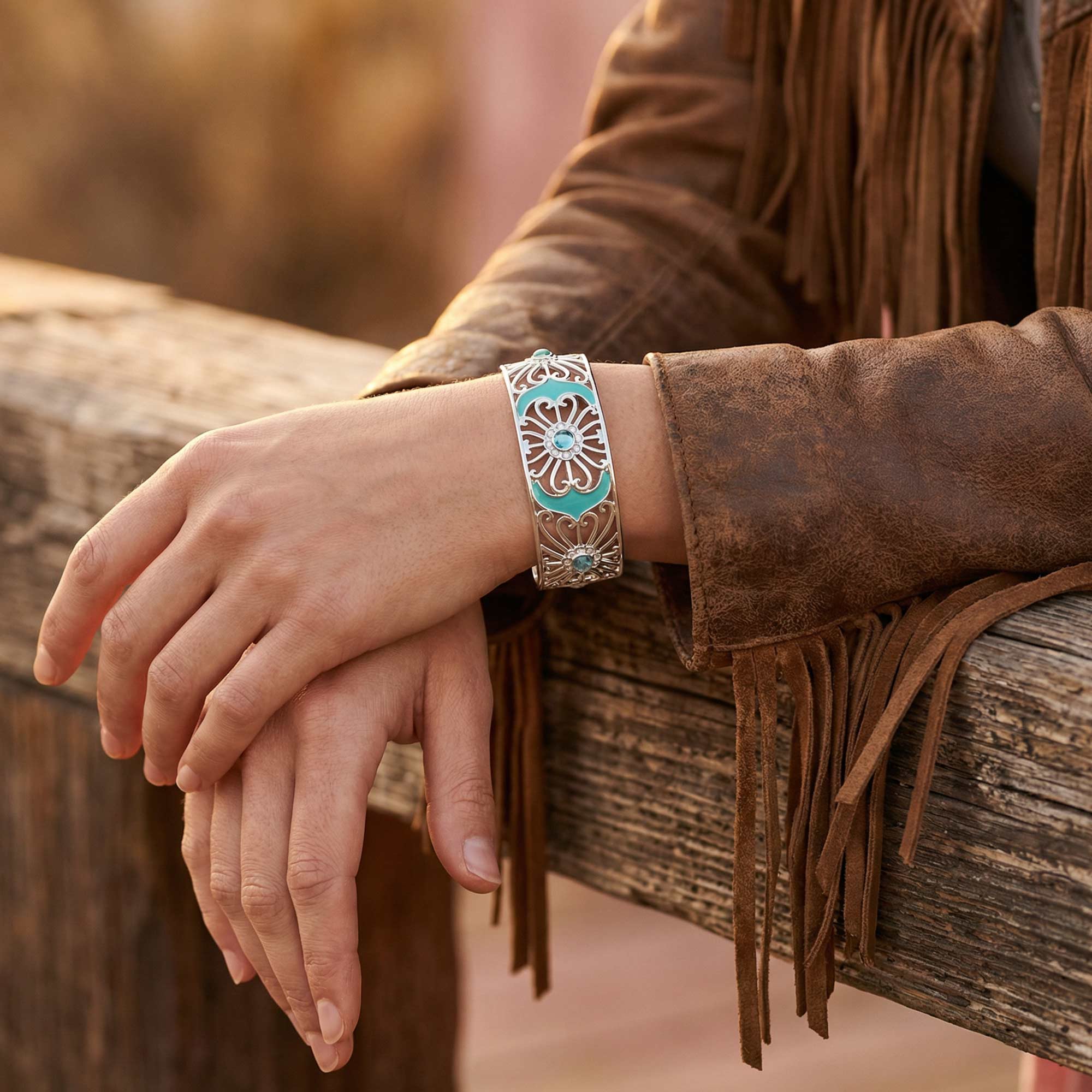 Prairie Flower Cuff Bracelet - Aquamarine