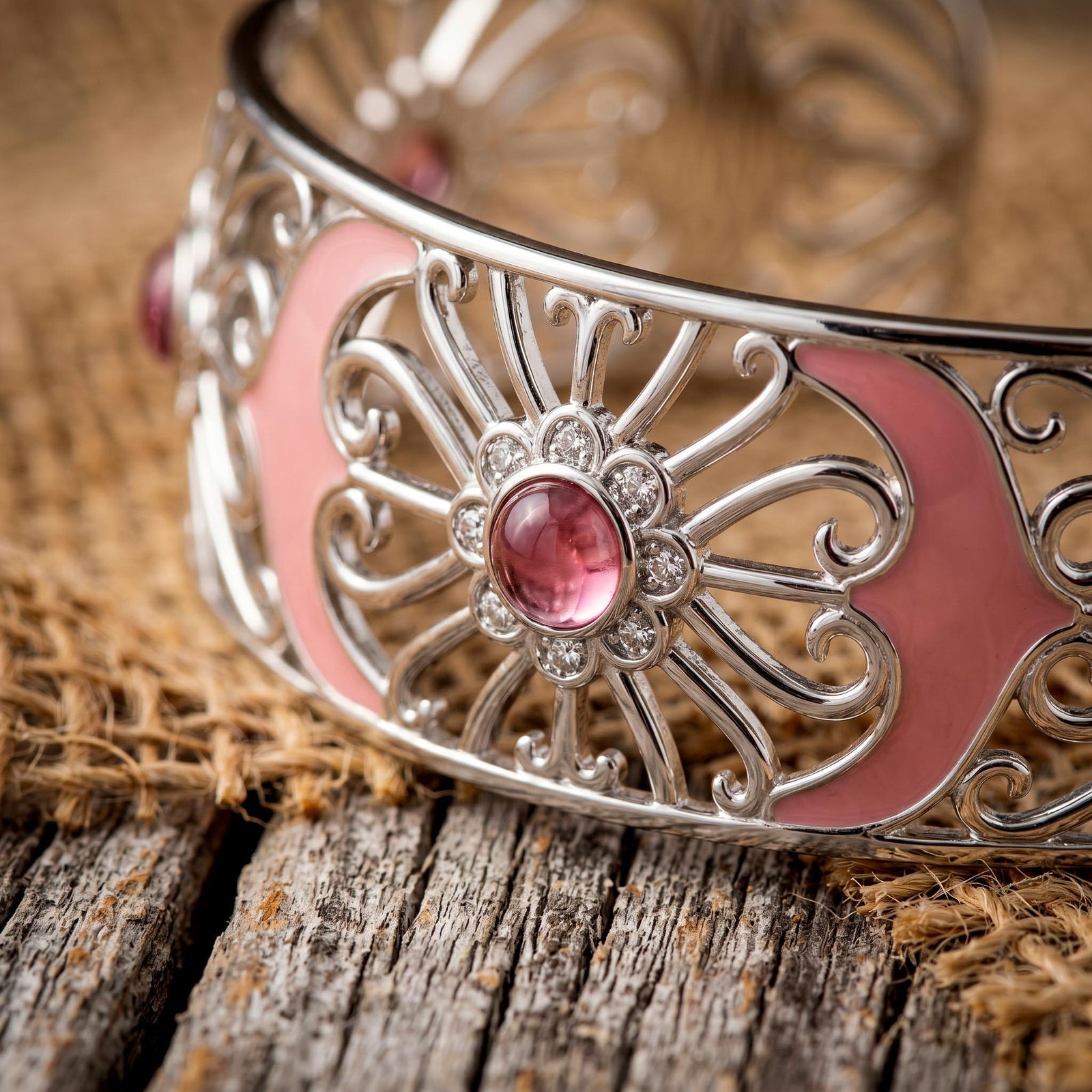 Prairie Flower Cuff Bracelet - Rose Quartz