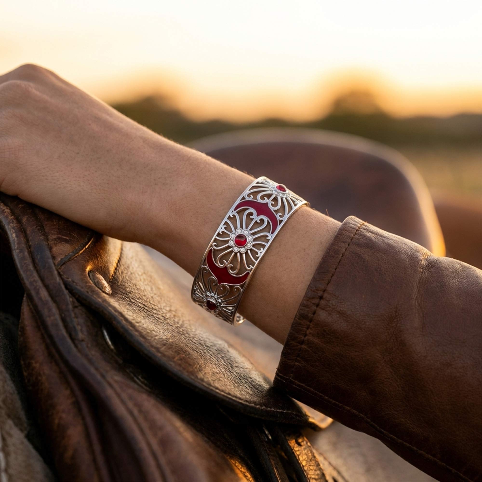 Prairie Flower Cuff Bracelet - Ruby