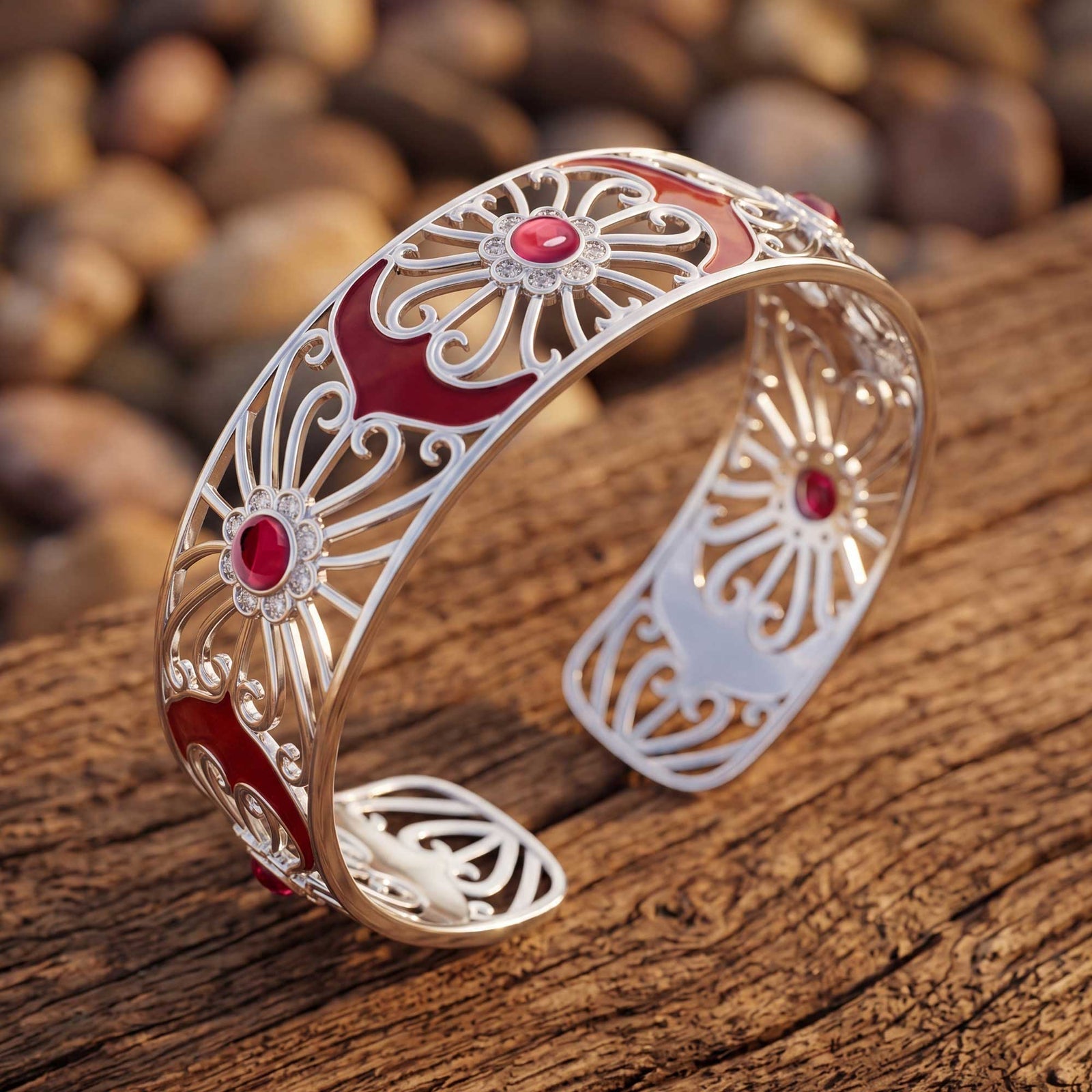 Prairie Flower Cuff Bracelet - Ruby