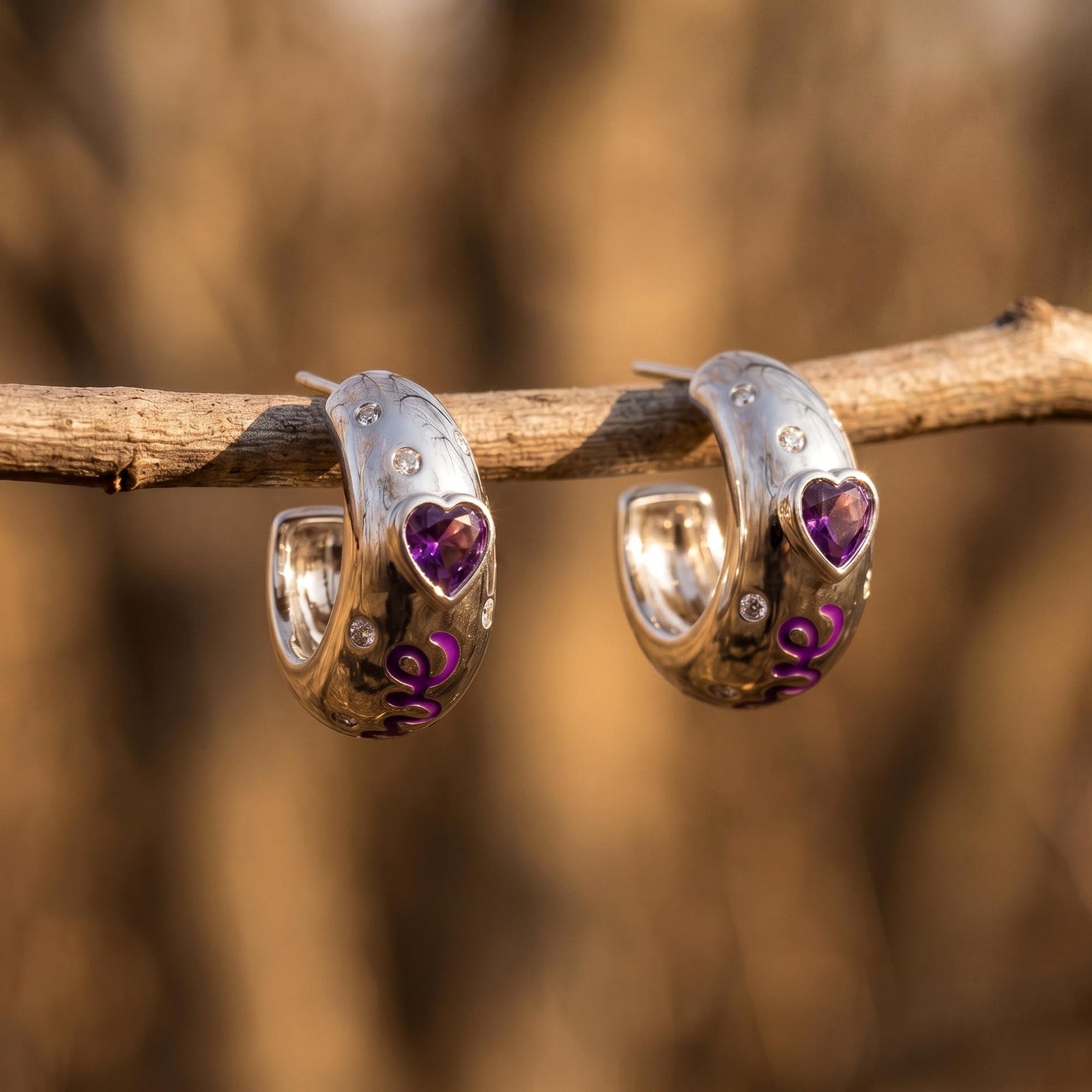 Promise Love Earrings - Amethyst