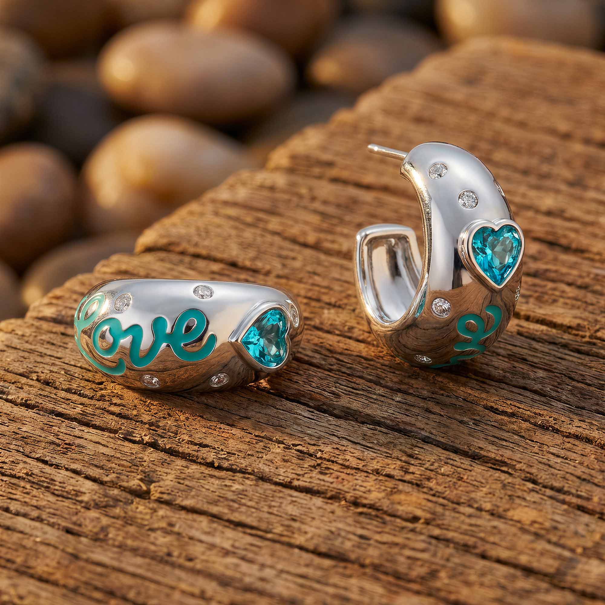 Promise Love Earrings - Aquamarine