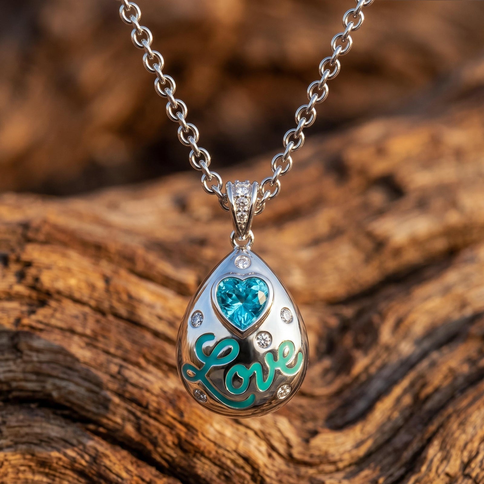Promise Love Necklace - Aquamarine