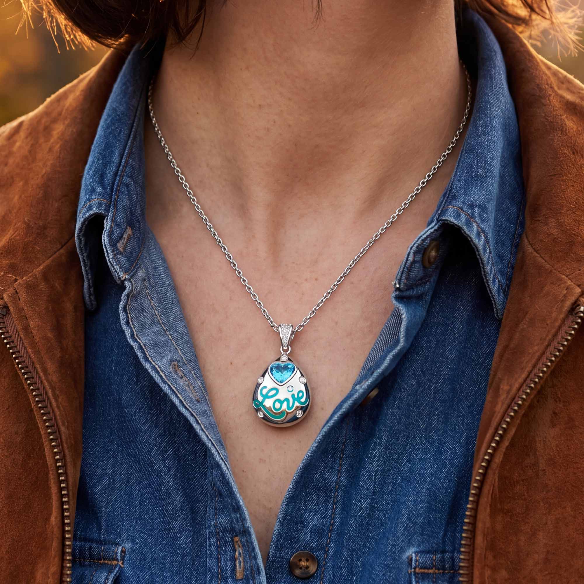 Promise Love Necklace - Aquamarine