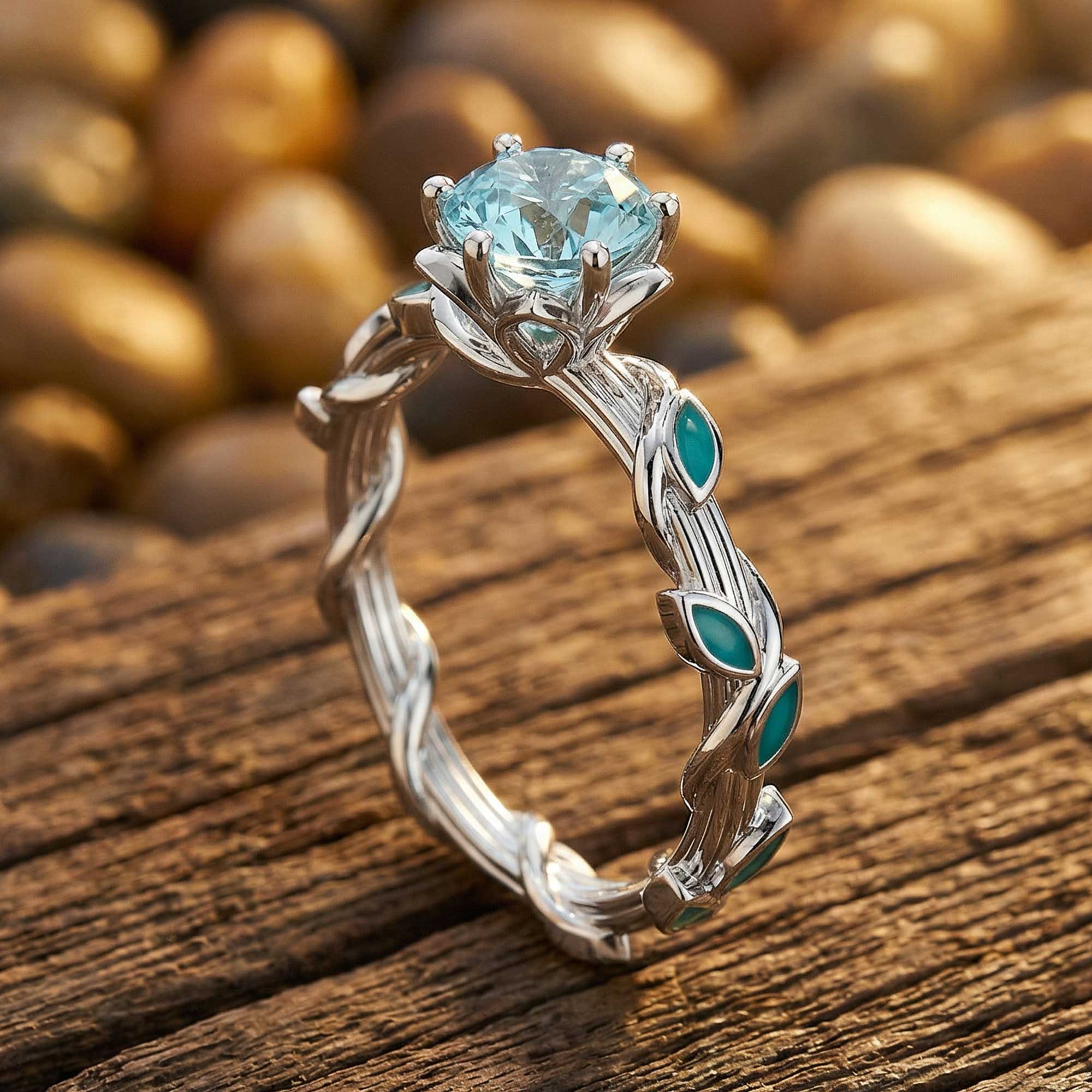 Promise Rose Ring - Aquamarine