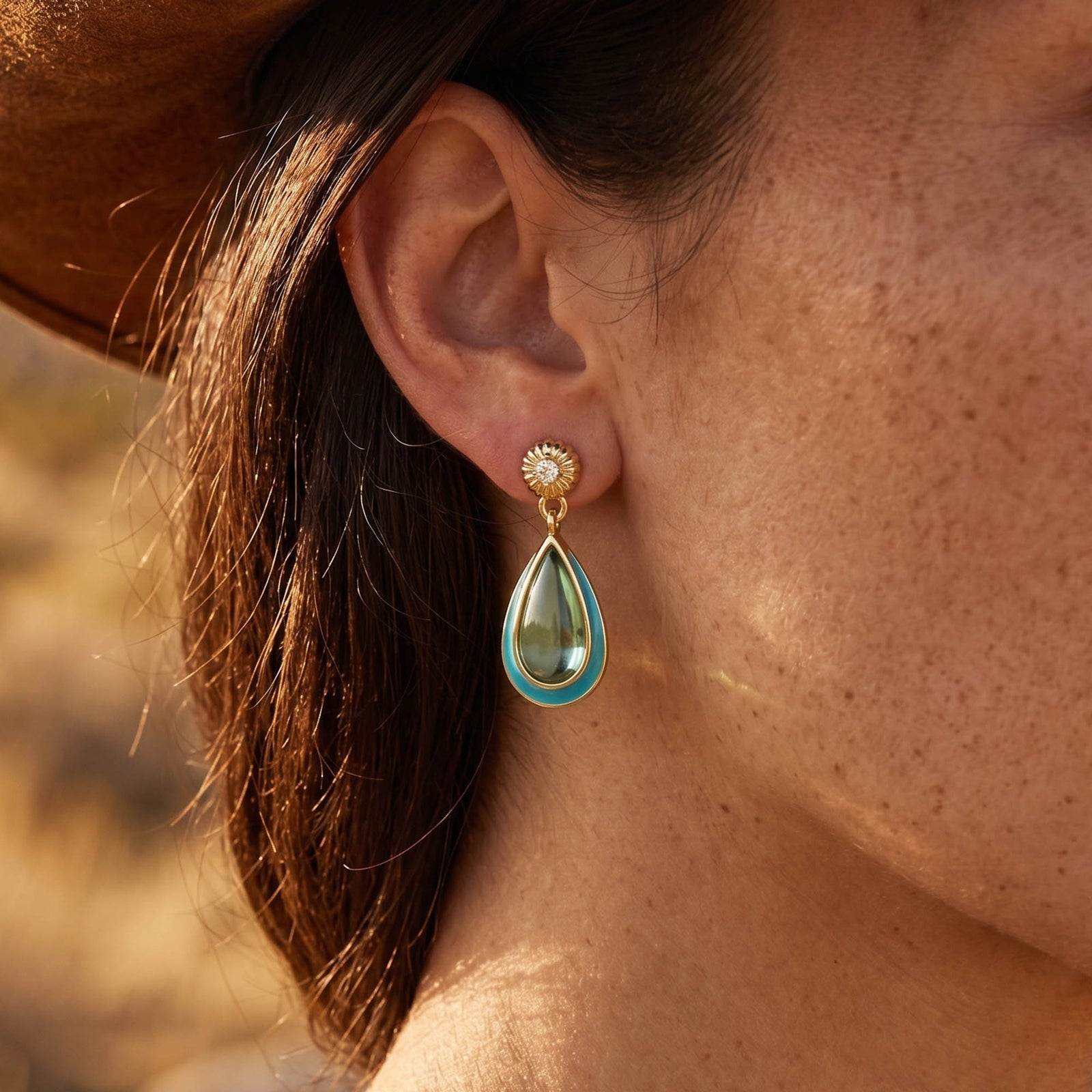 Ripple Teardrop Earrings - Aquamarine