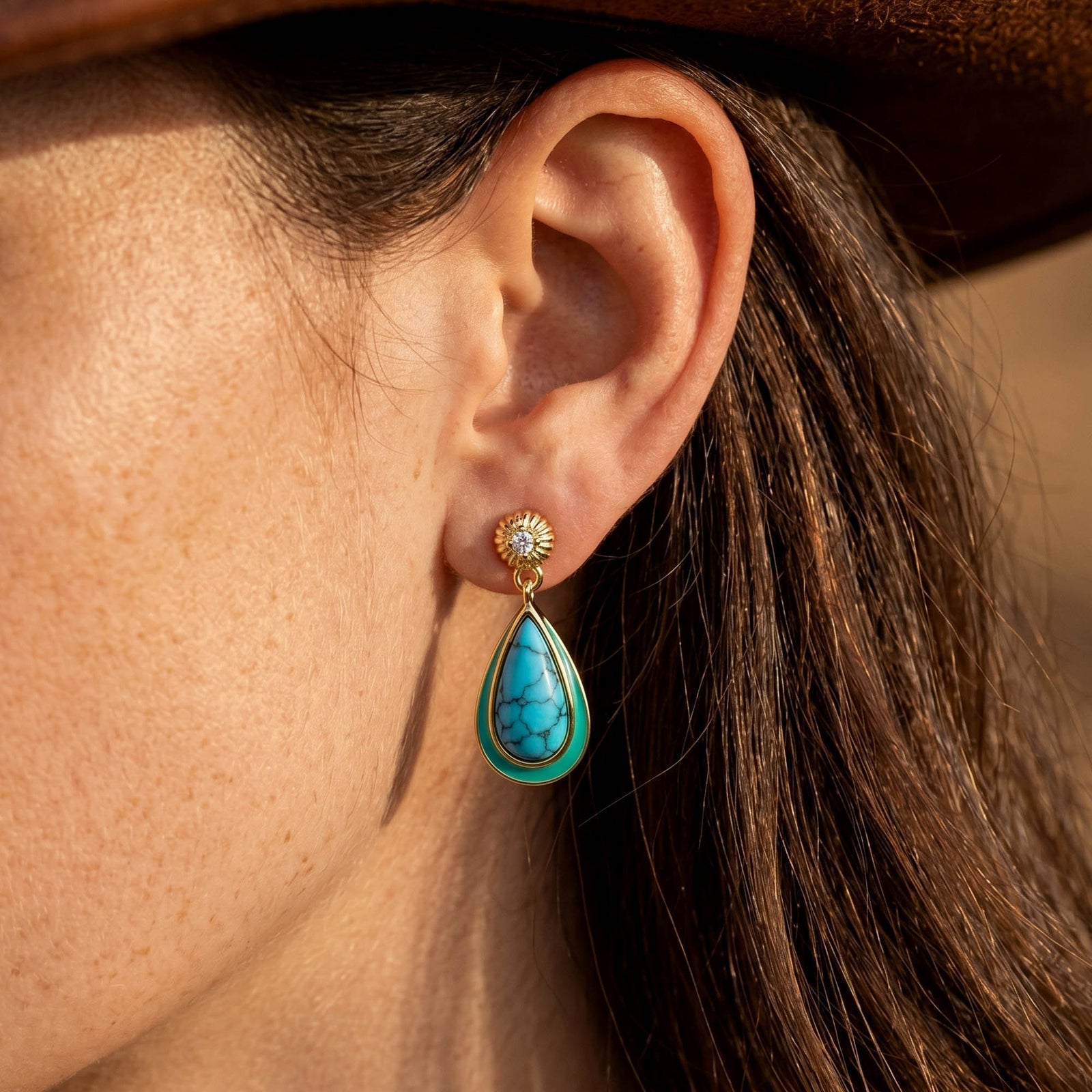 Ripple Teardrop Earrings - Turquoise