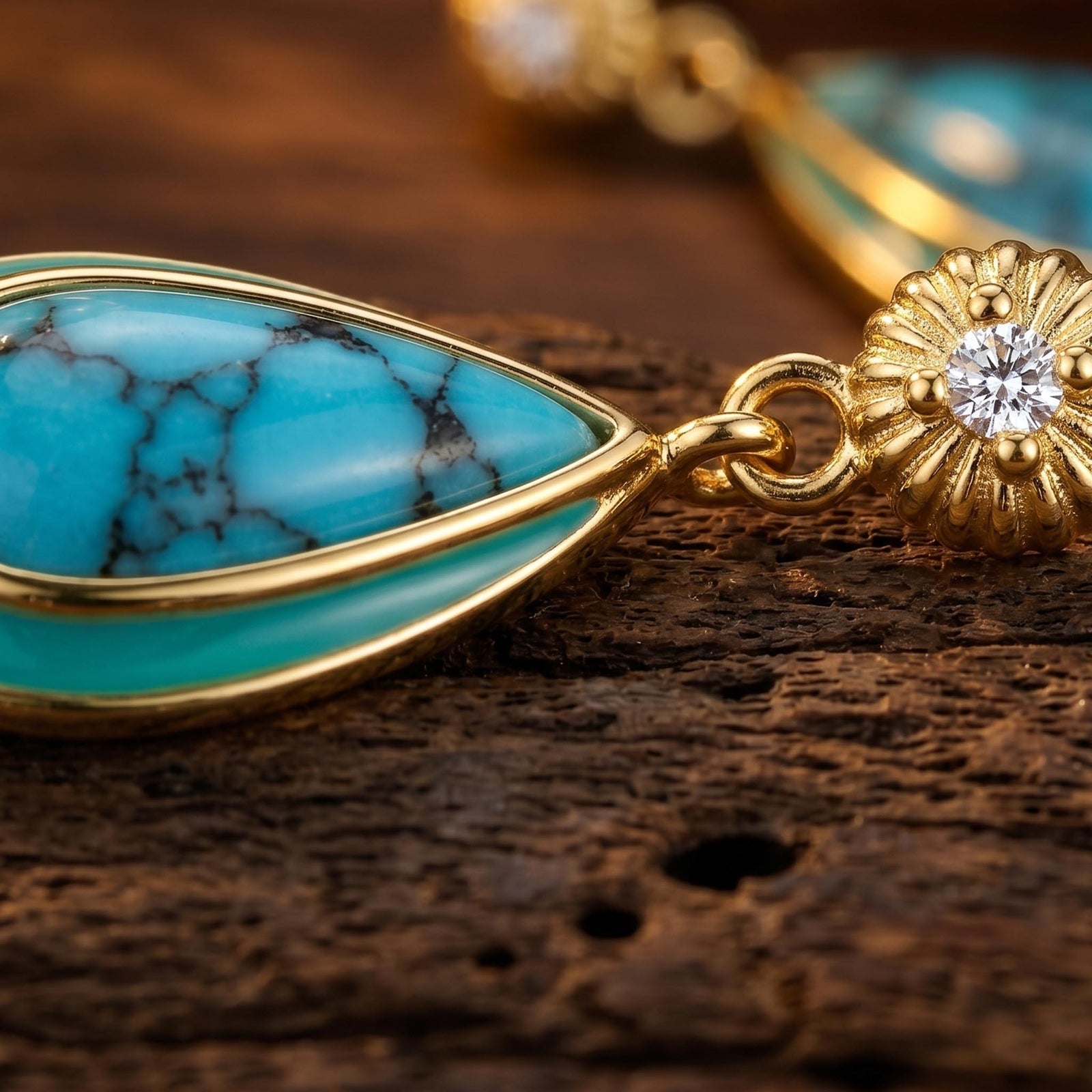Ripple Teardrop Earrings - Turquoise