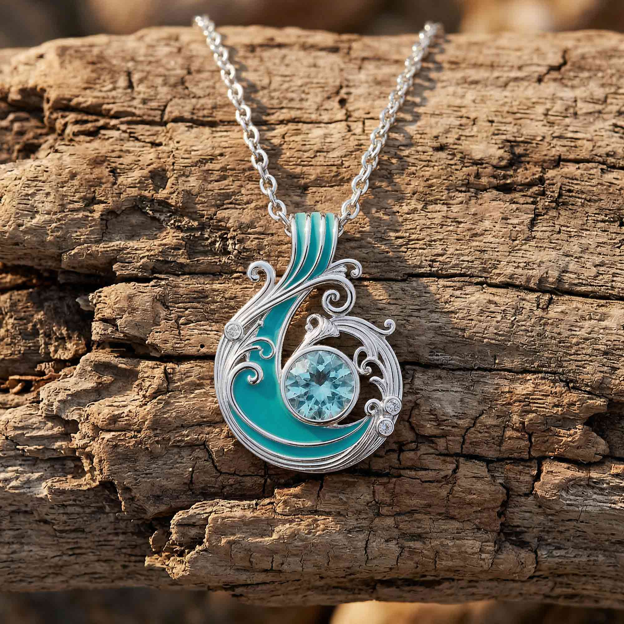Savanna Swirl Necklace - Aquamarine