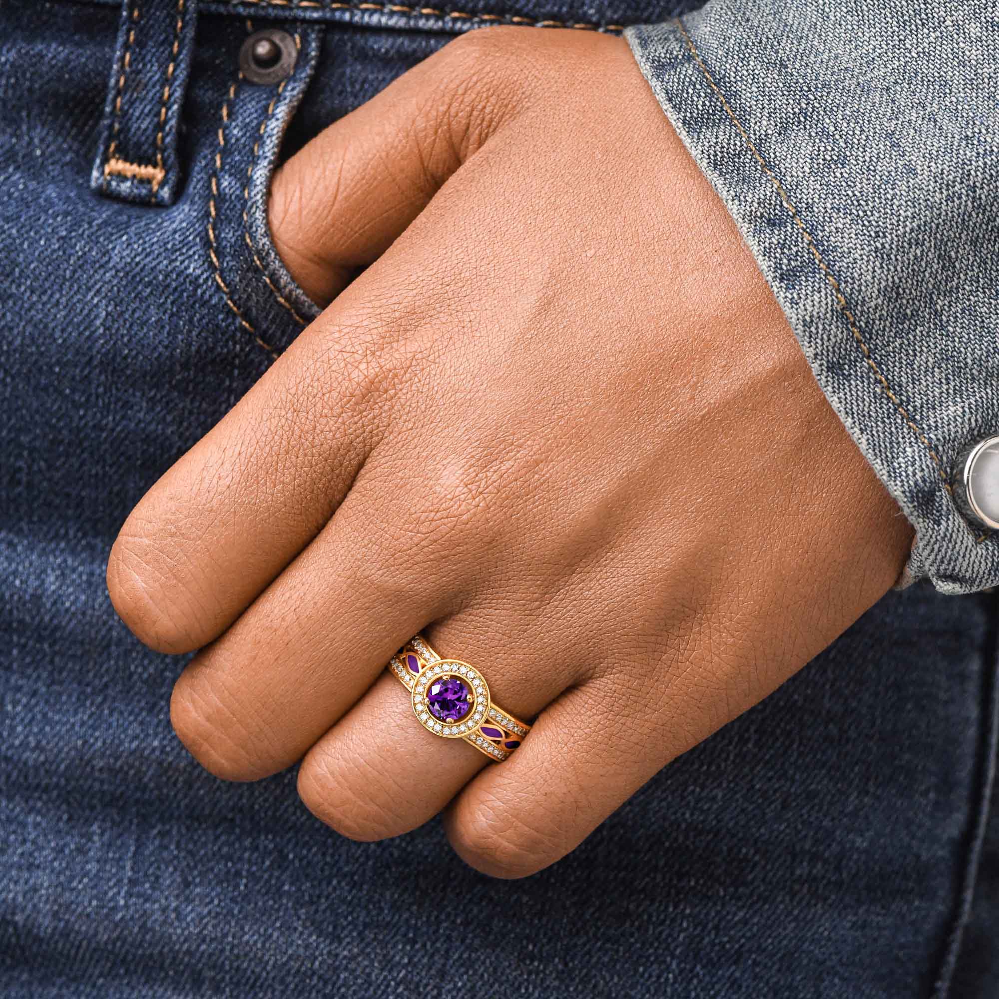 Shining Rodeo Ring - Amethyst & Purple