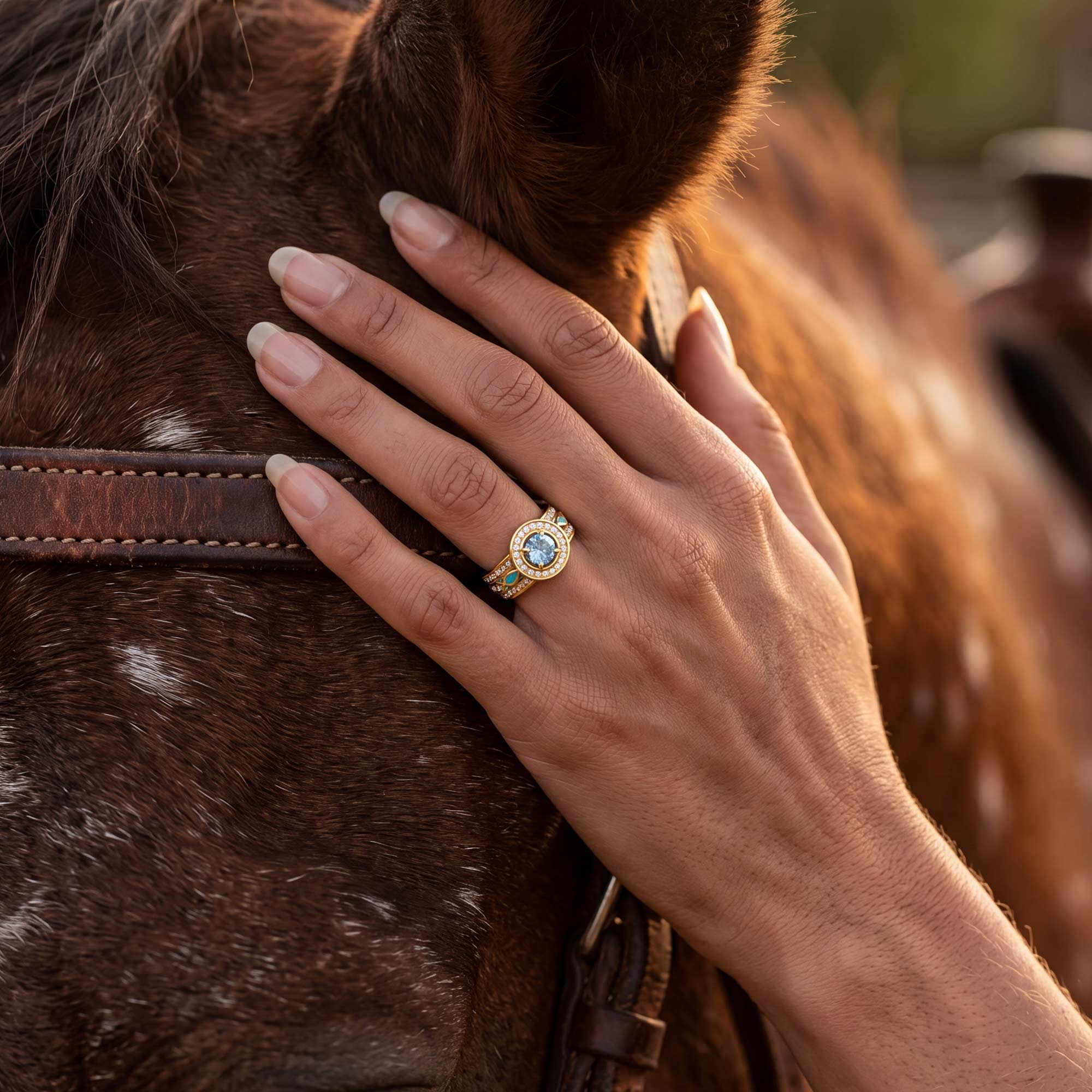 Shining Rodeo Ring - Aquamarine