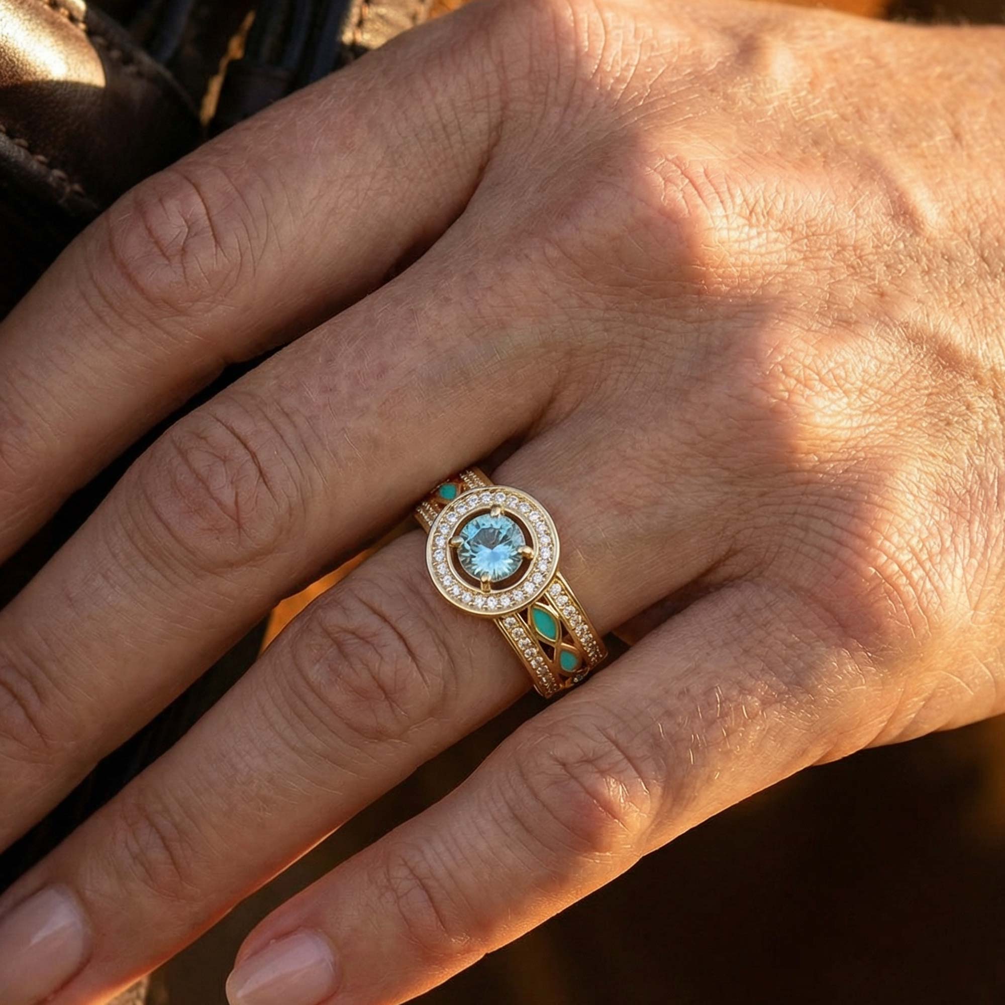 Shining Rodeo Ring - Aquamarine