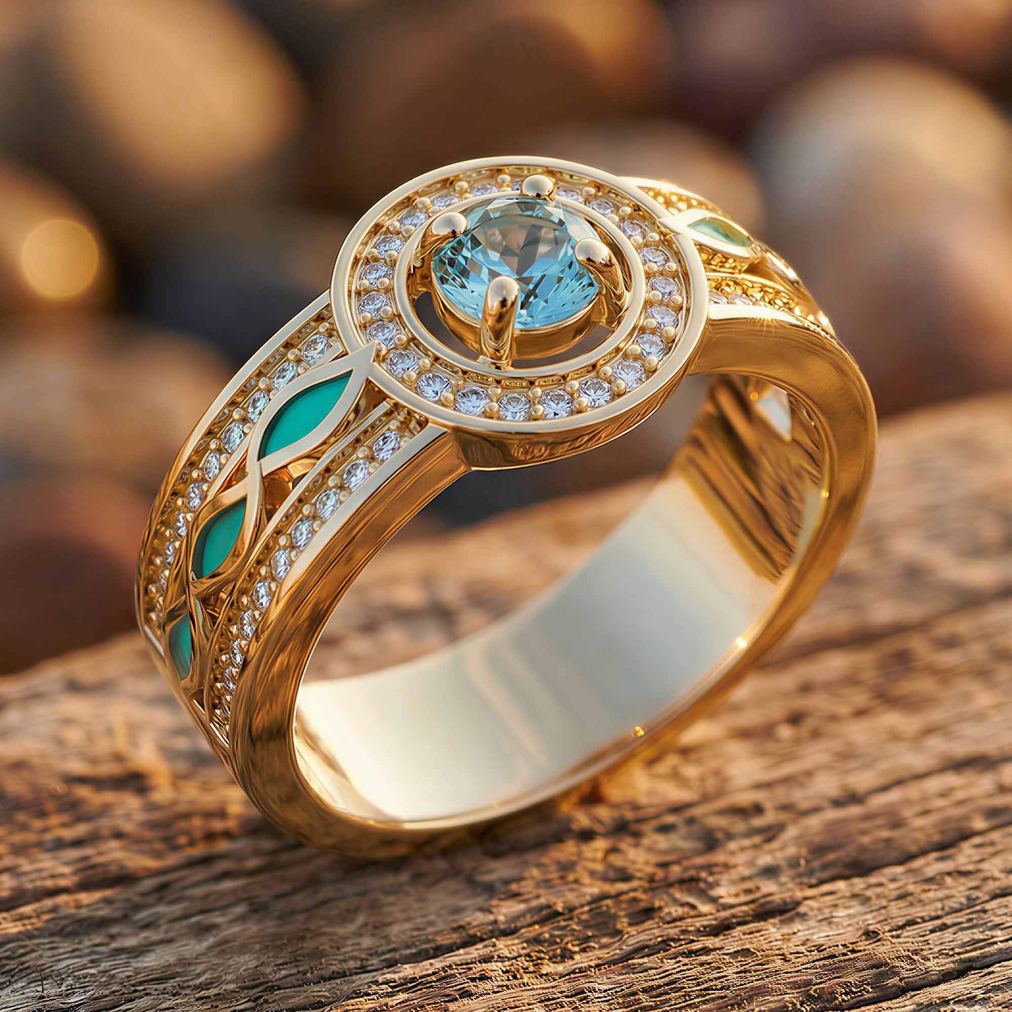 Shining Rodeo Ring - Aquamarine