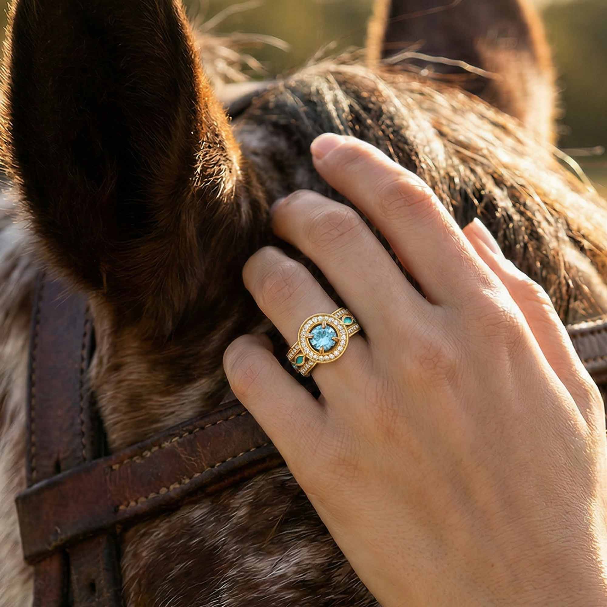 Shining Rodeo Ring - Aquamarine