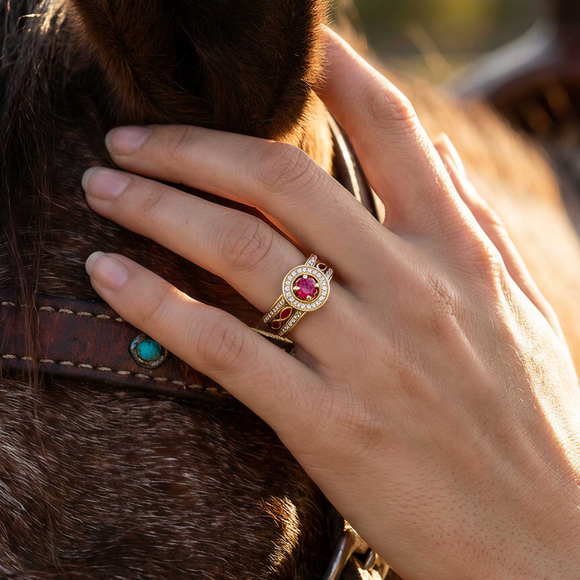 Shining Rodeo Ring - Ruby & Red