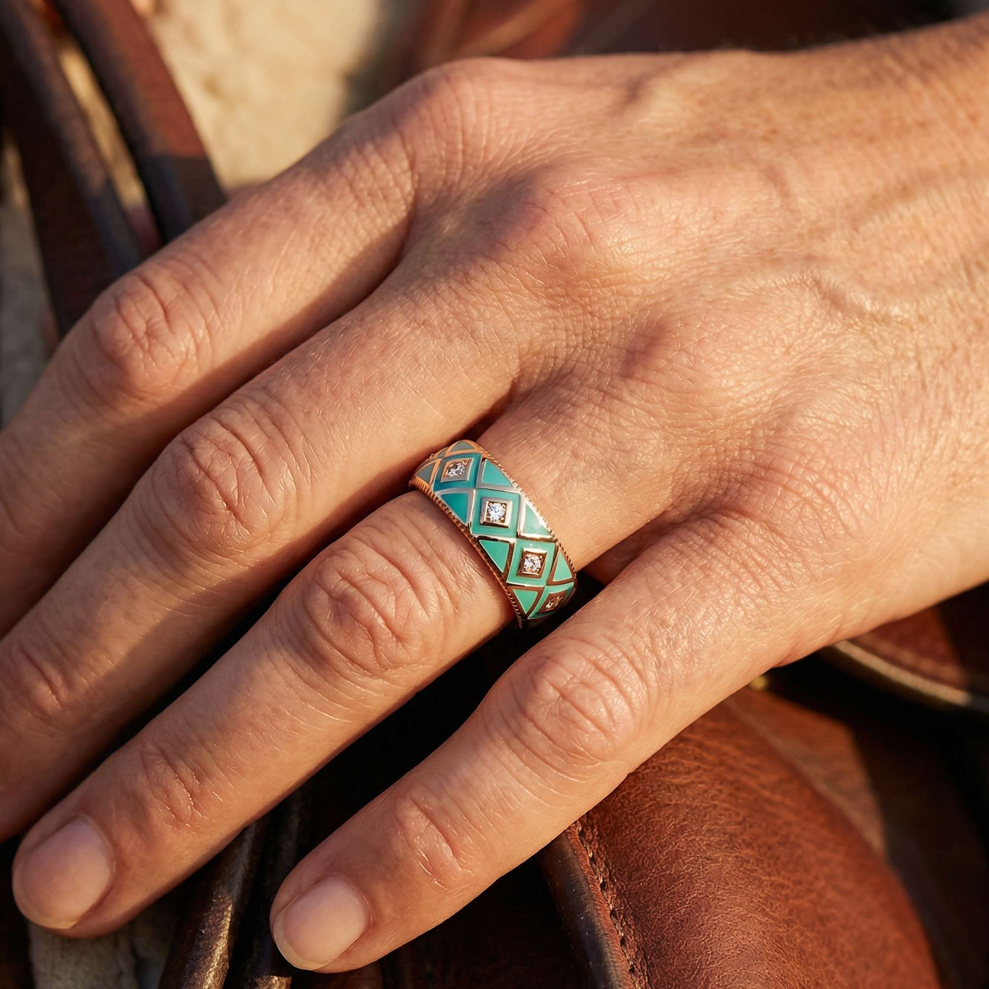 Sierra Geometric Ring - Turquoise