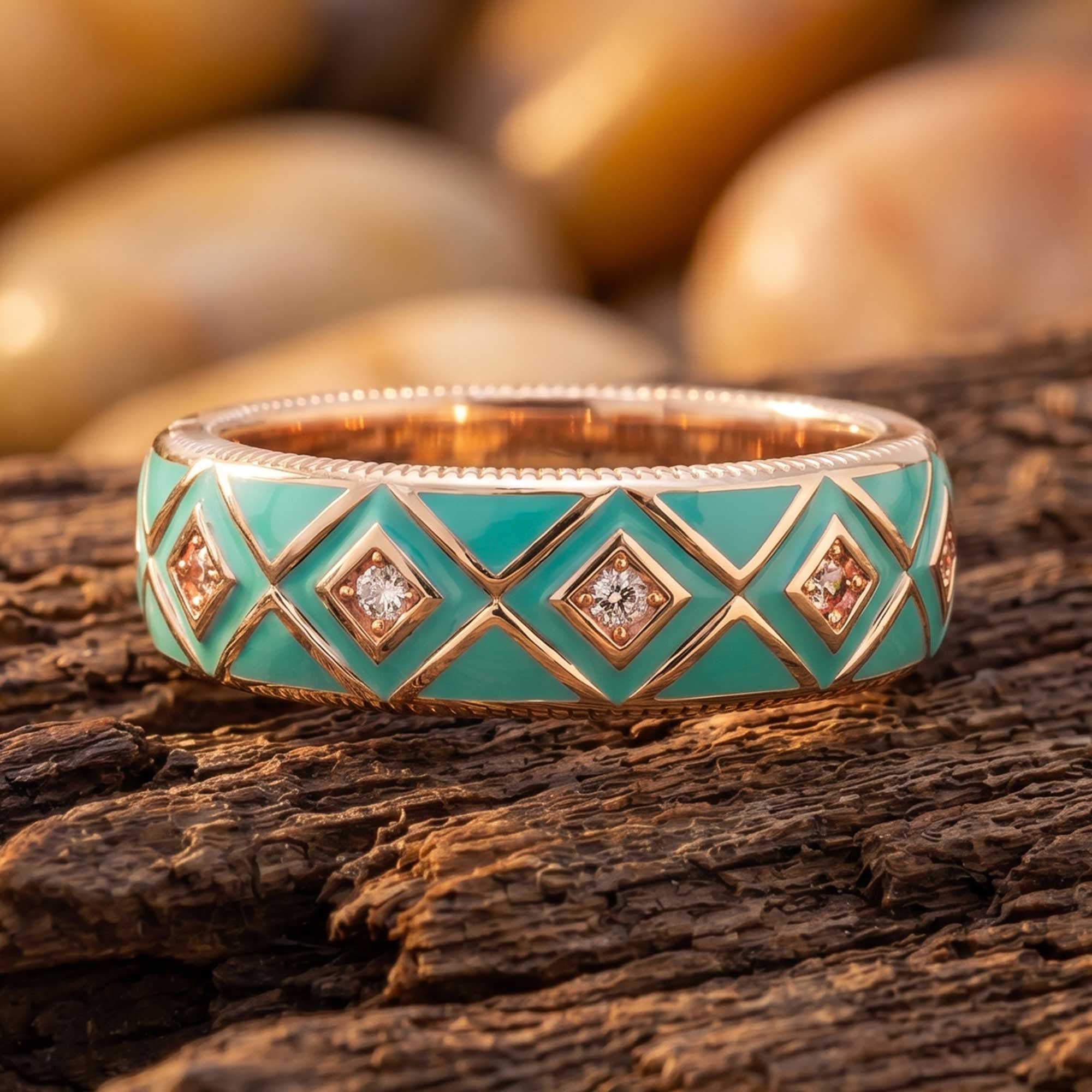 Sierra Geometric Ring - Turquoise