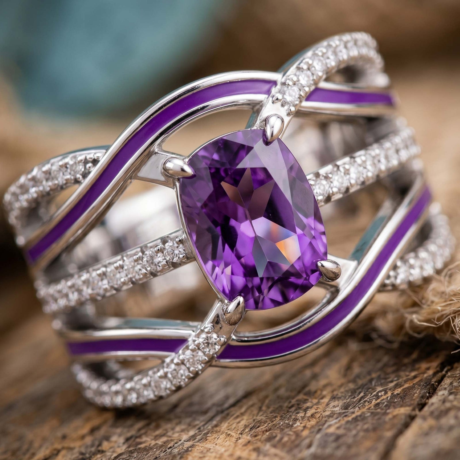 Silver Rapids Ring - Amethyst