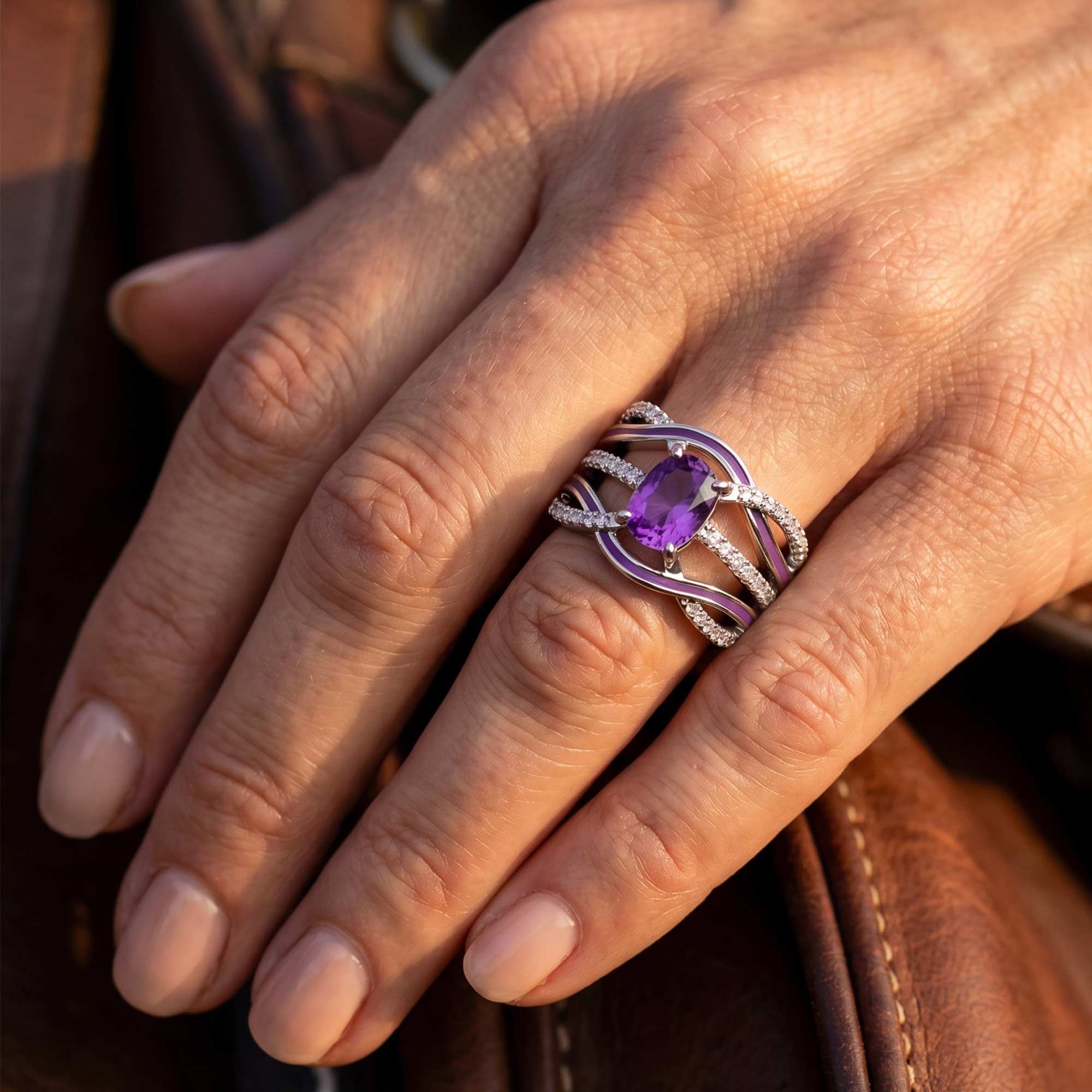 Silver Rapids Ring - Amethyst