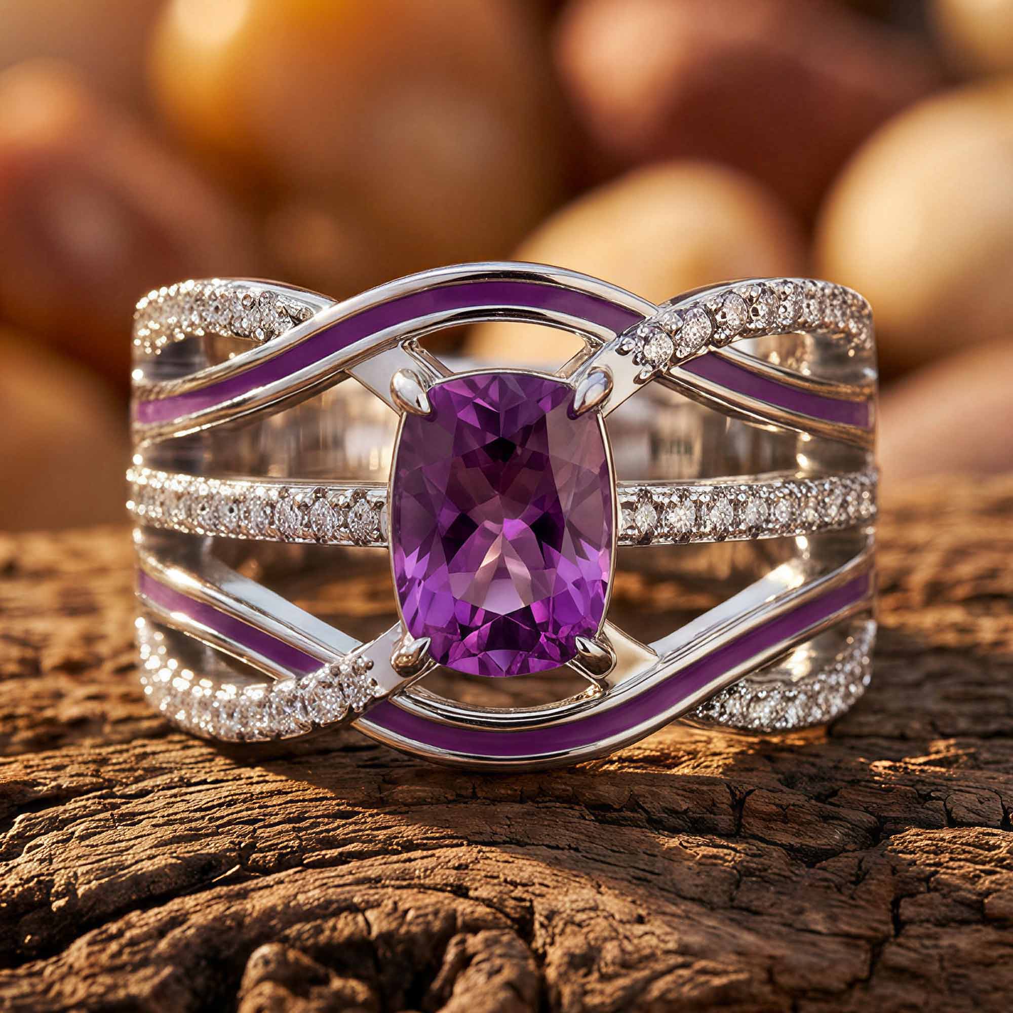 Silver Rapids Ring - Amethyst