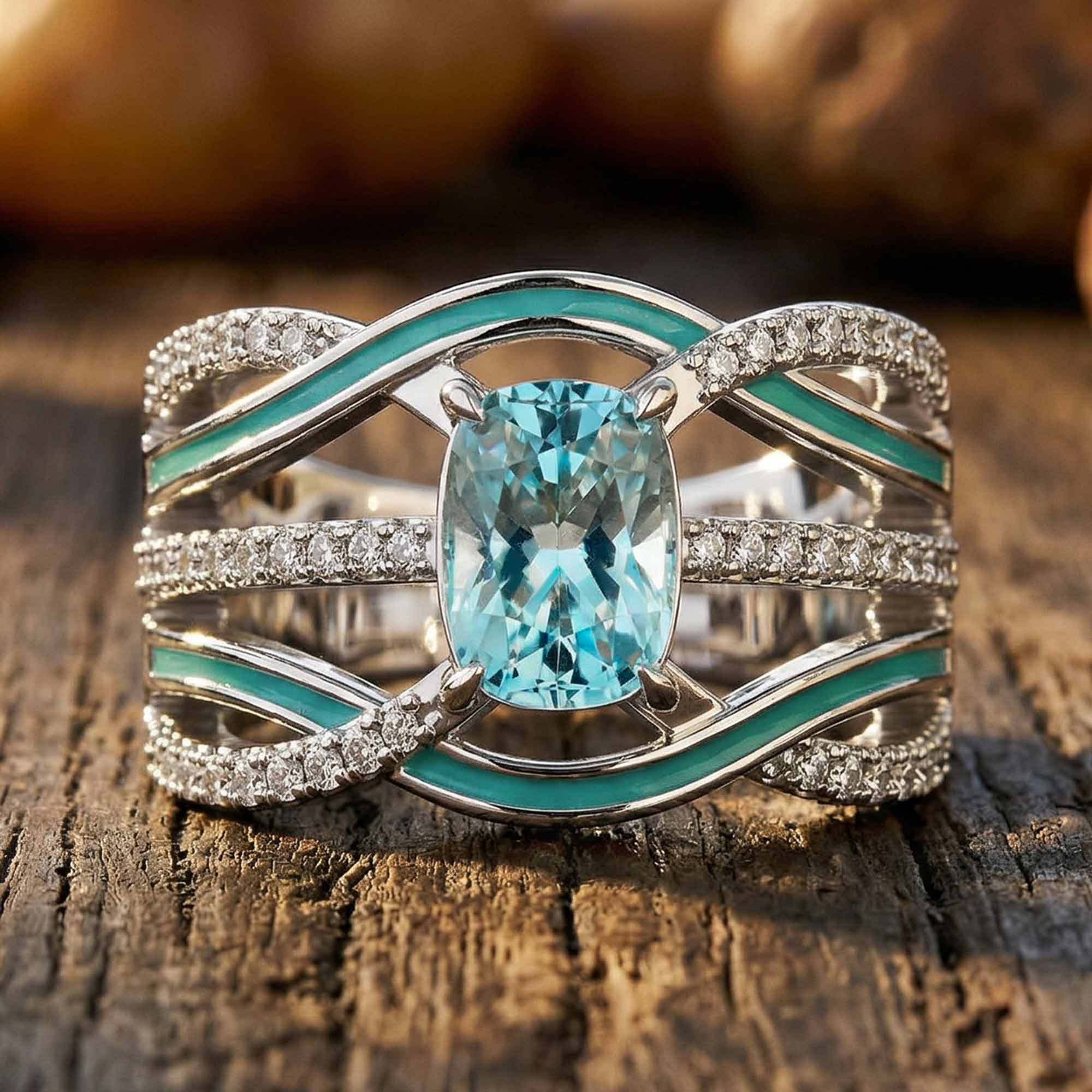 Silver Rapids Ring - Aquamarine