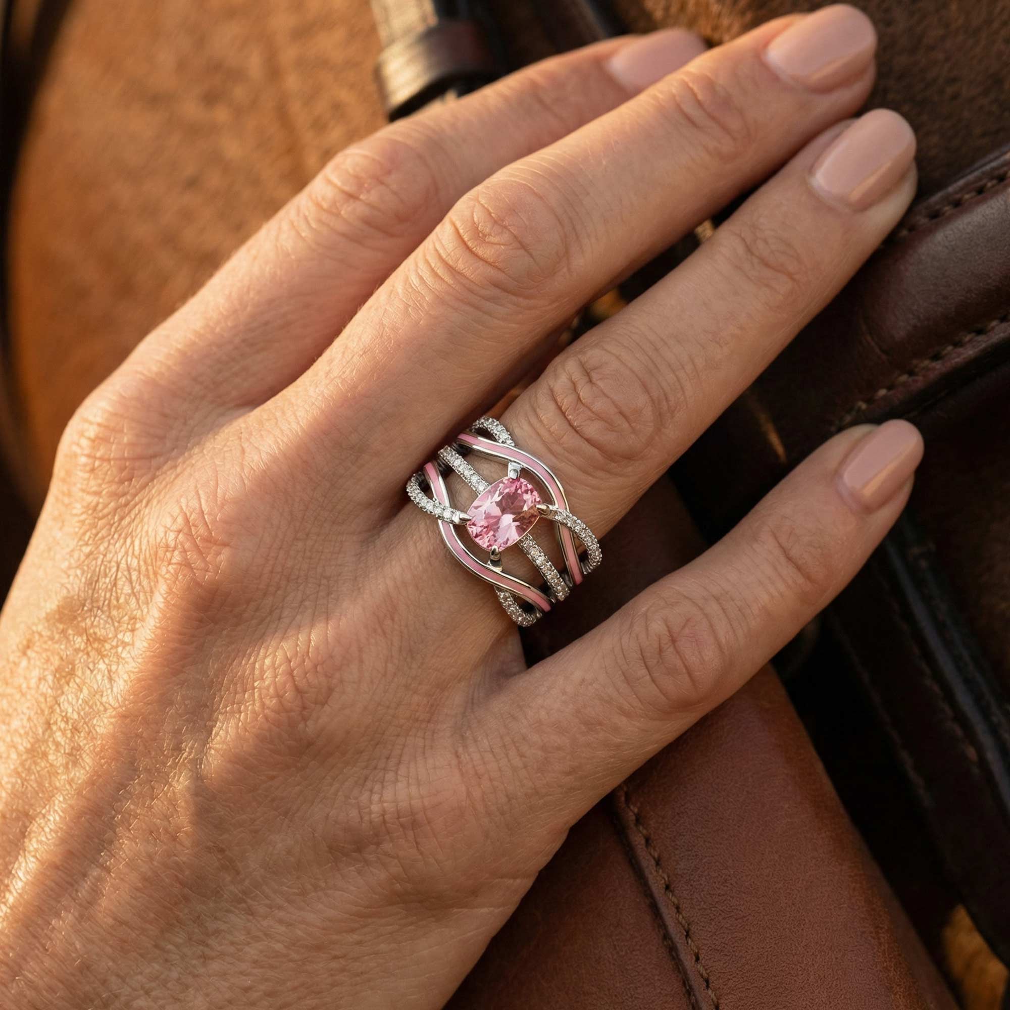 Silver Rapids Ring - Rose Quartz