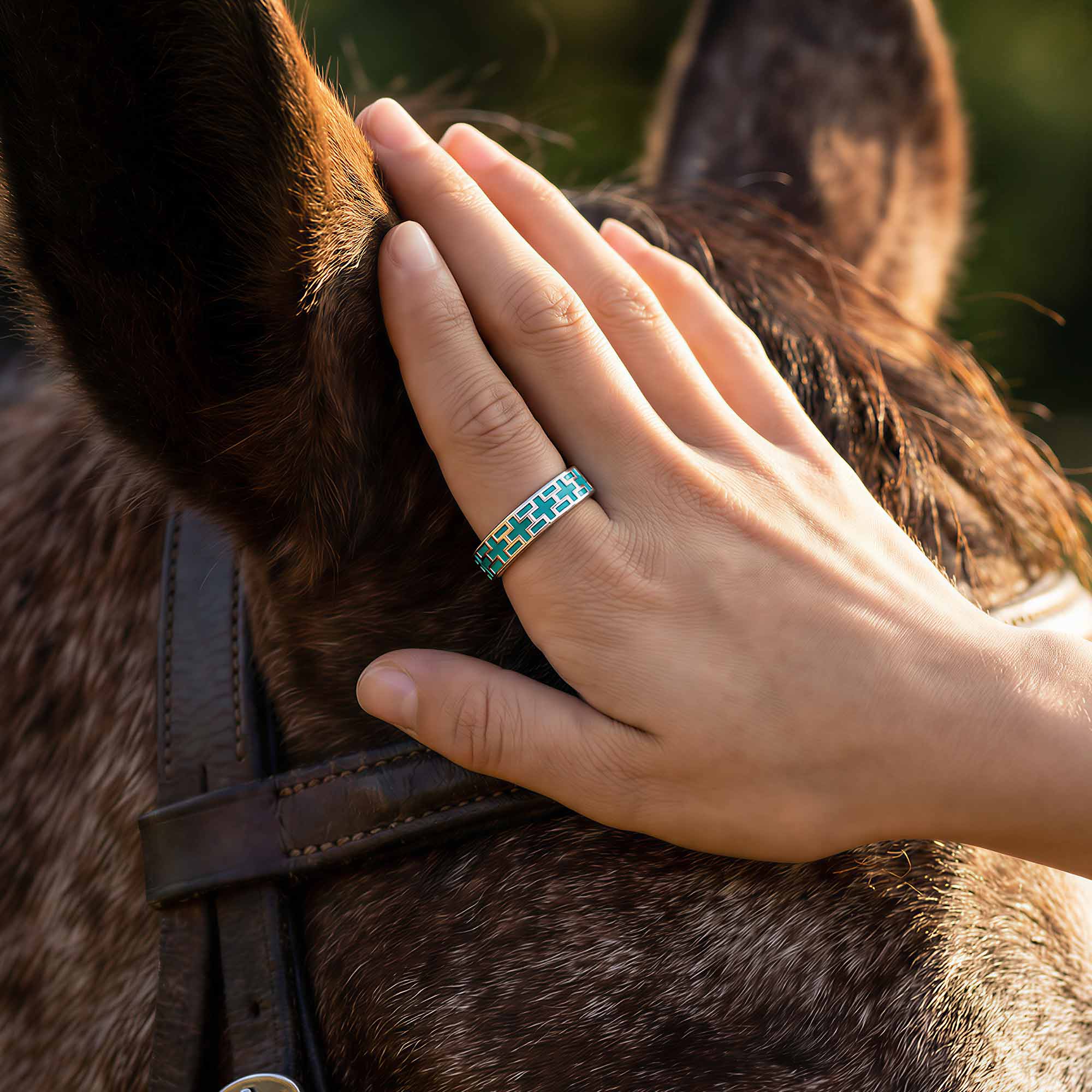 Stacked Edge Ring - Turquoise