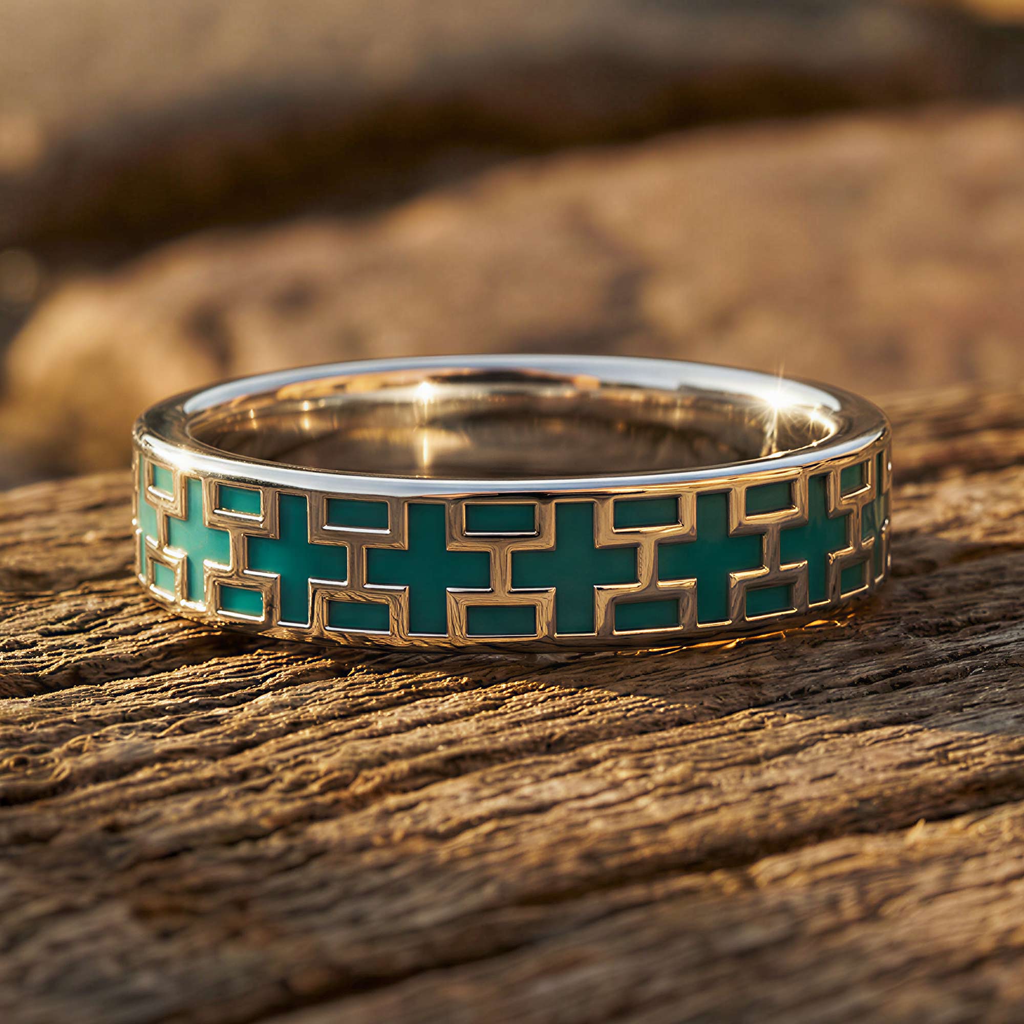 Stacked Edge Ring - Turquoise