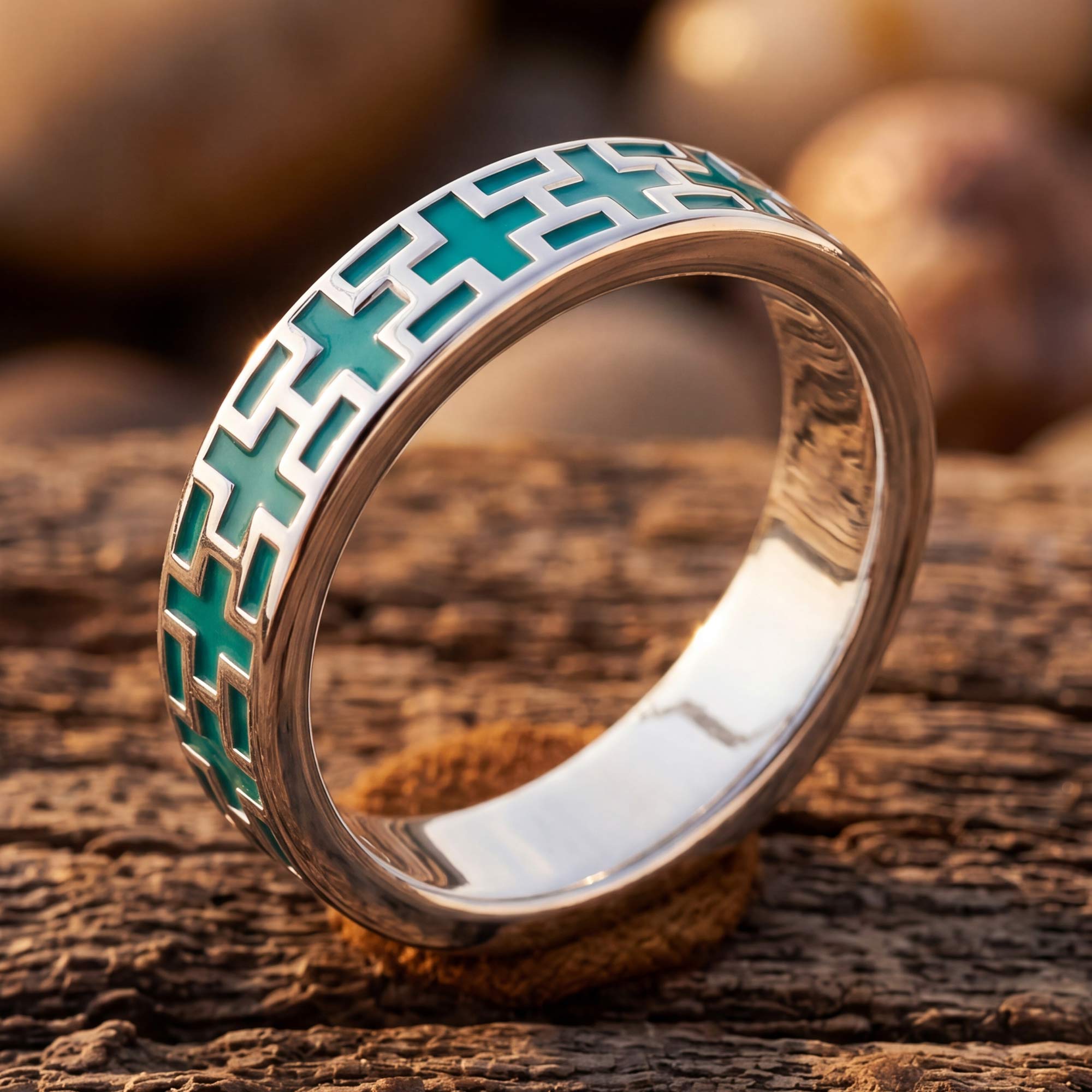 Stacked Edge Ring - Turquoise