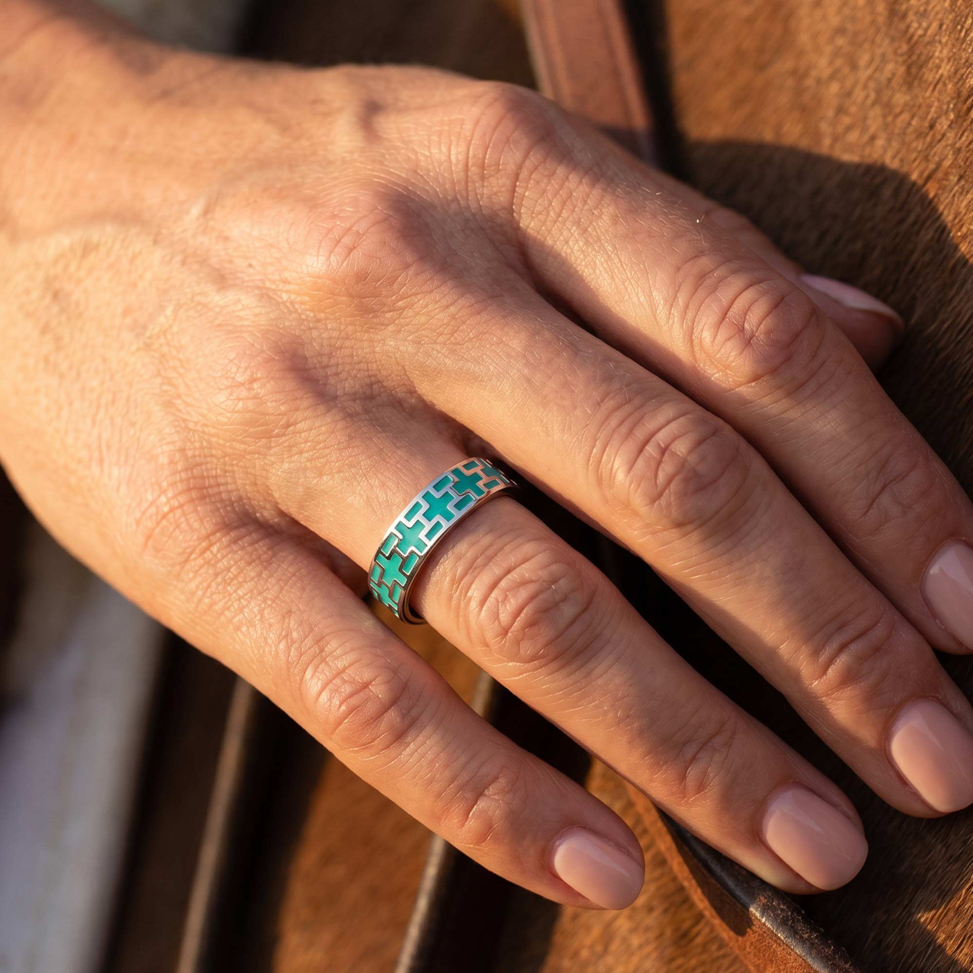 Stacked Edge Ring - Turquoise