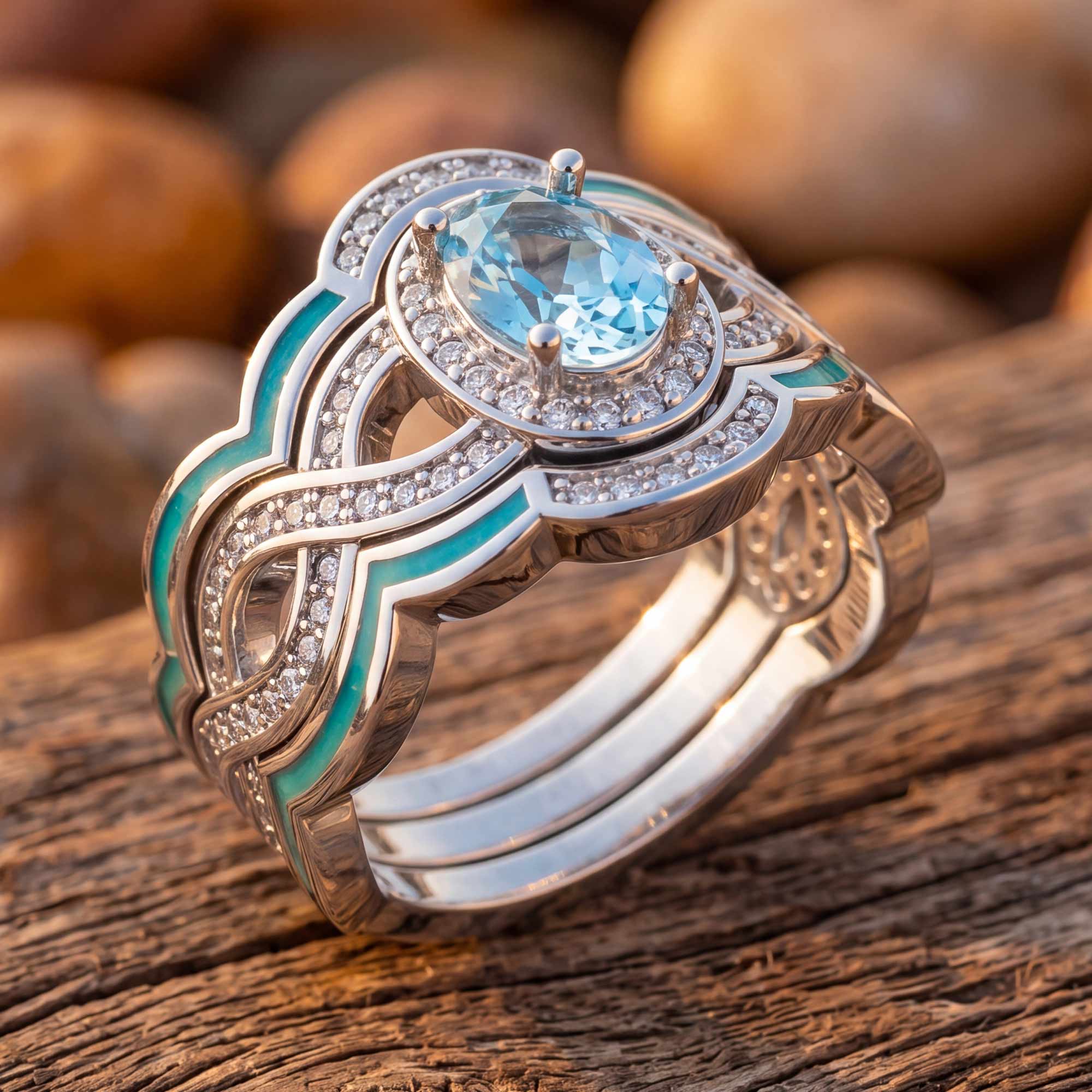 Sunset Canyons Ring - Aquamarine