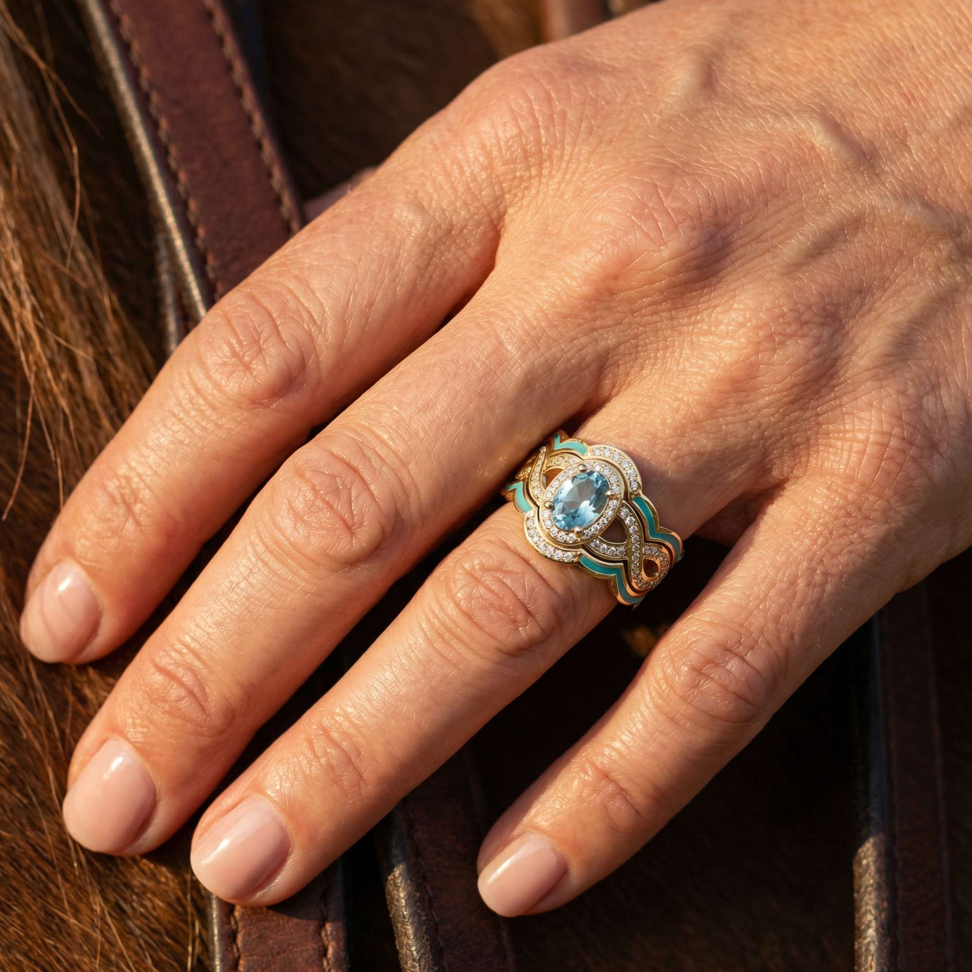 Sunset Canyons Ring - Aquamarine & Gold