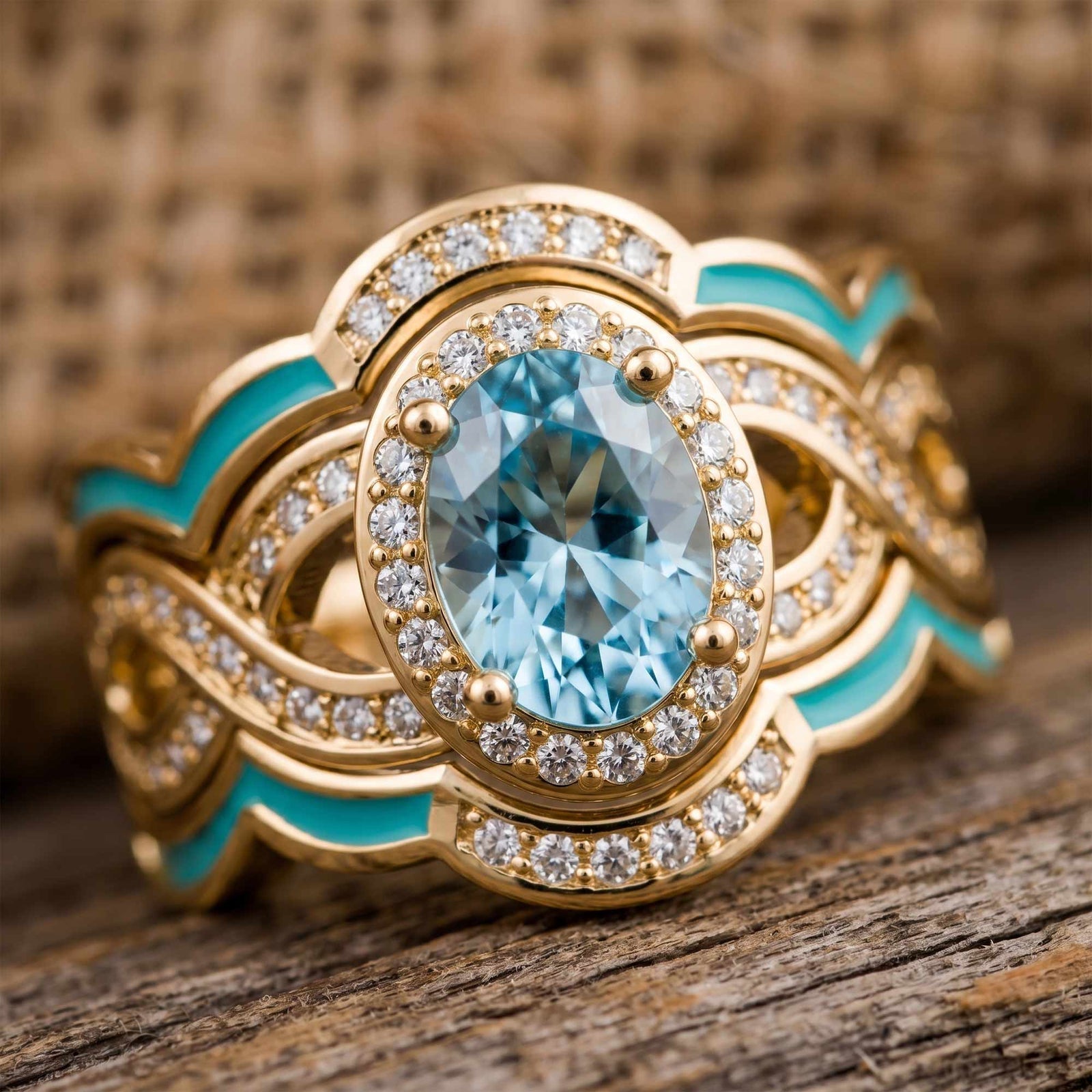 Sunset Canyons Ring - Aquamarine & Gold