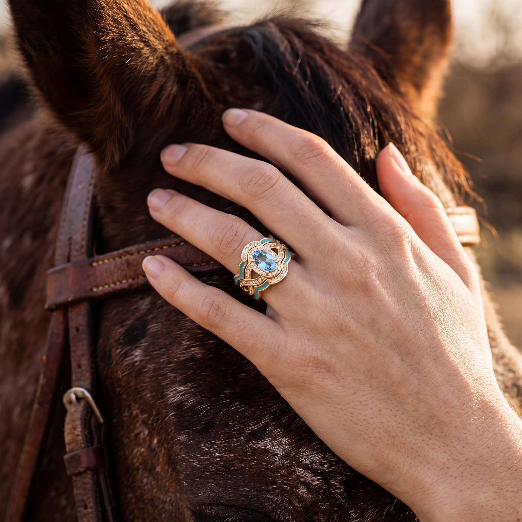 Sunset Canyons Ring - Aquamarine & Gold