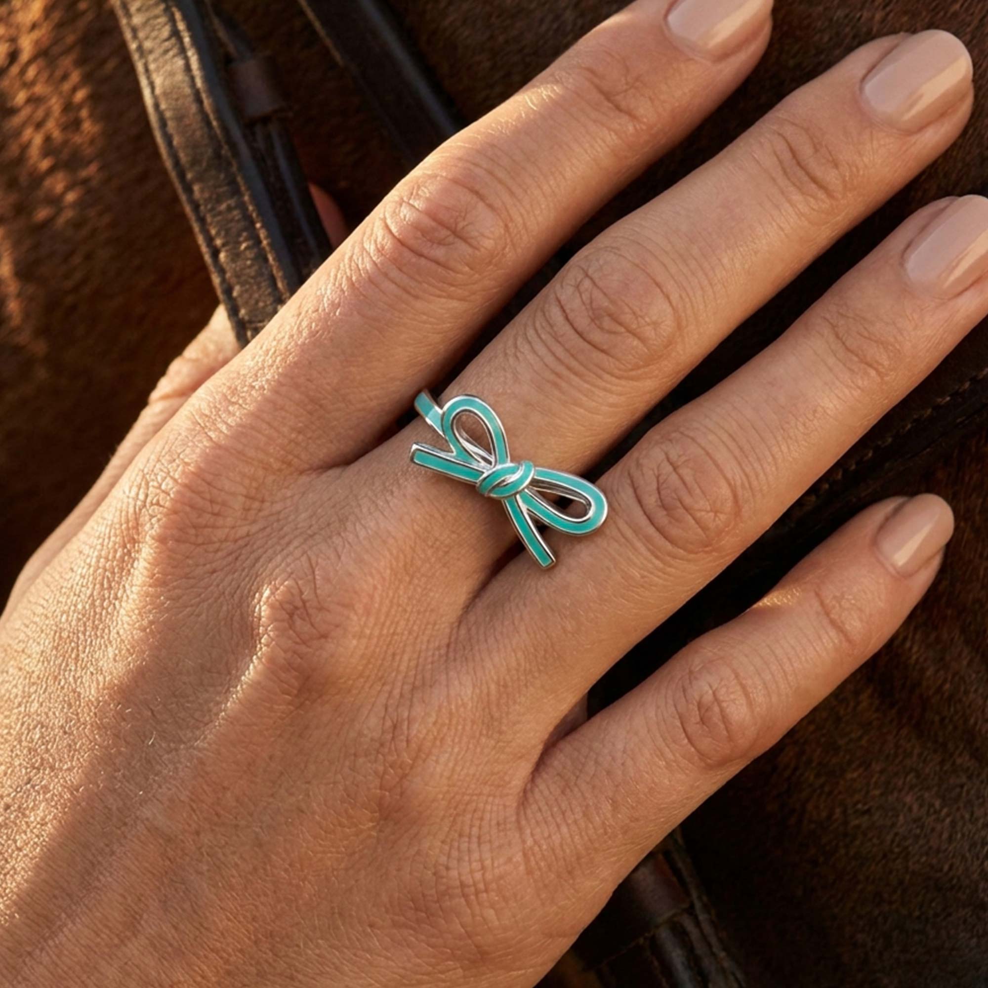 Teal Bow Ring