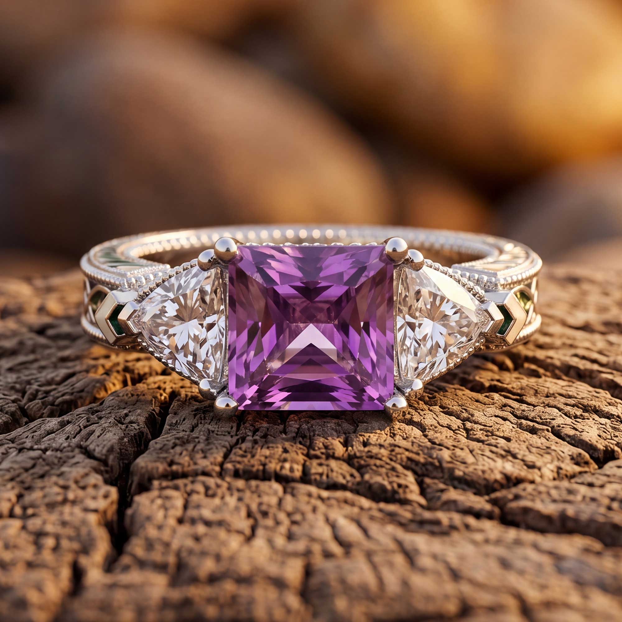 Tidal Embrace Ring - Amethyst