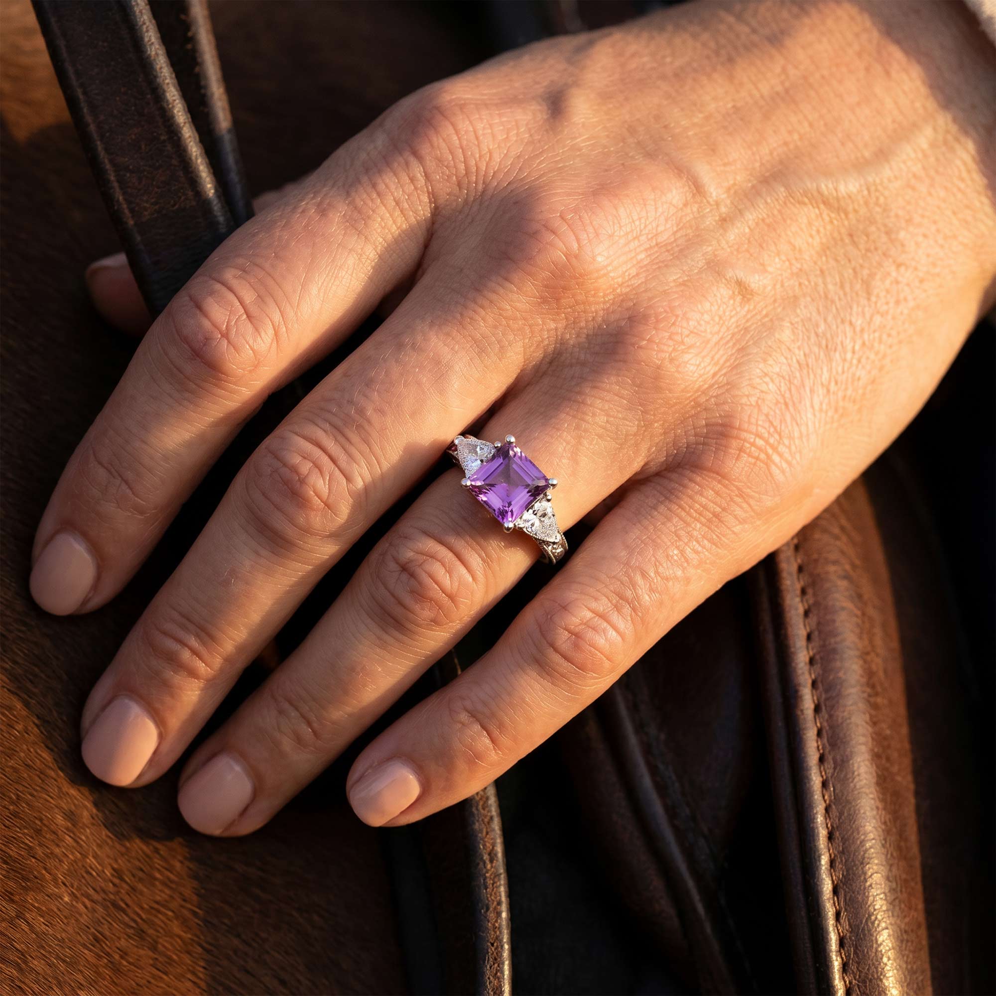 Tidal Embrace Ring - Amethyst