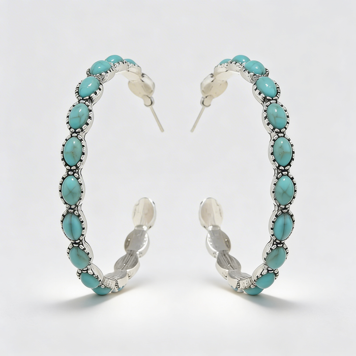 Turquoise Crown Hoops