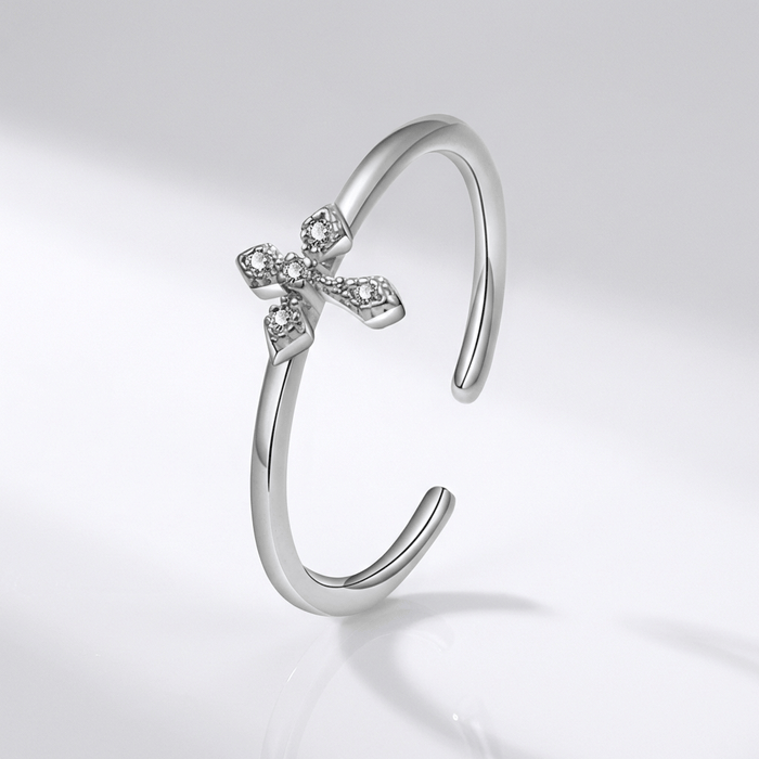 SILVER CROSS GLOW RING