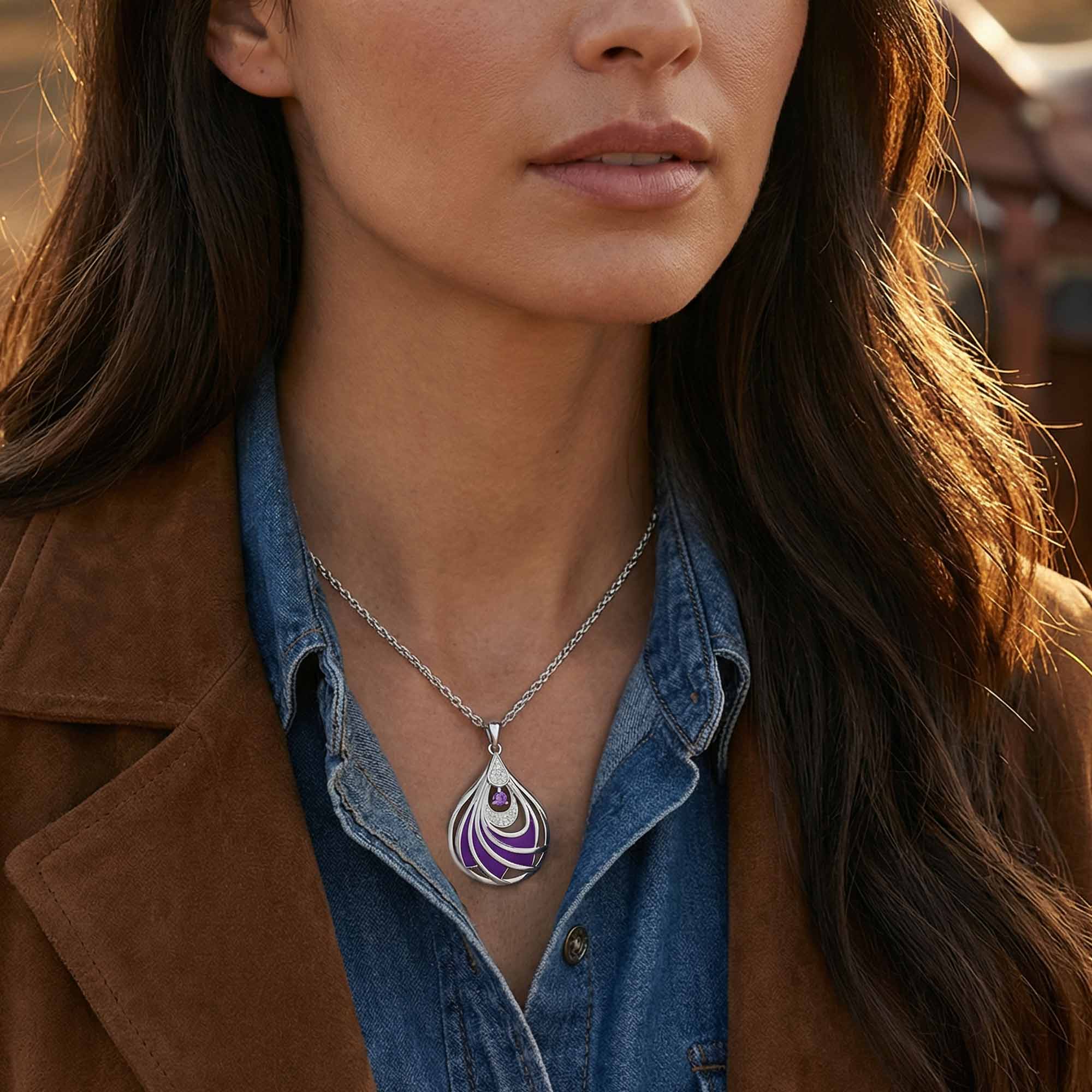 Zephyr Teardrop Necklace - Amethyst & Purple