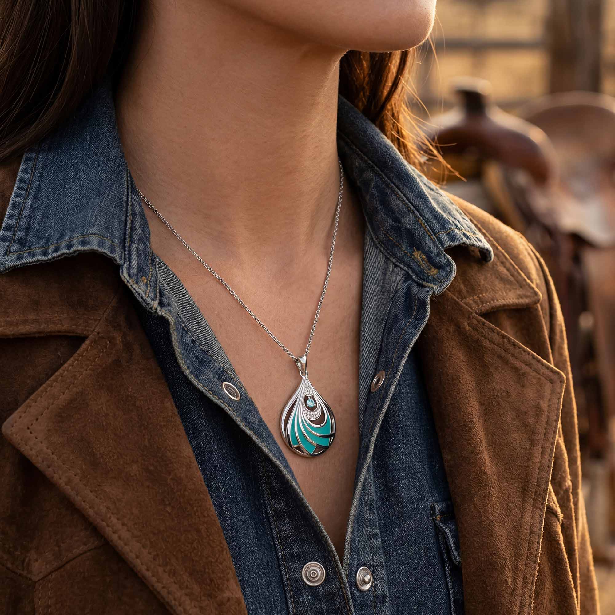 Zephyr Teardrop Necklace - Aquamarine