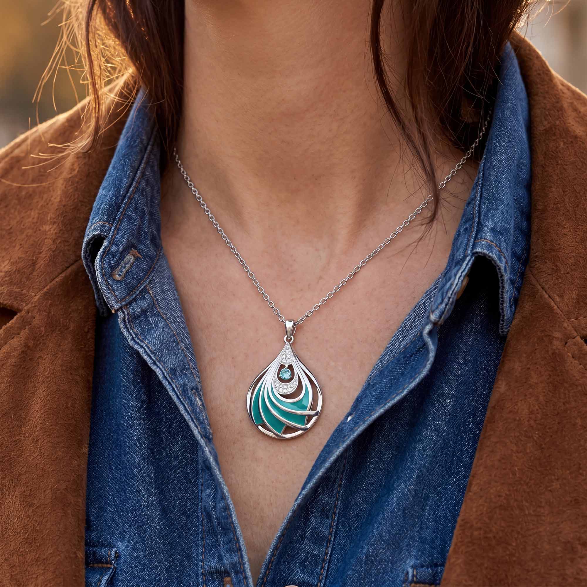 Zephyr Teardrop Necklace - Aquamarine