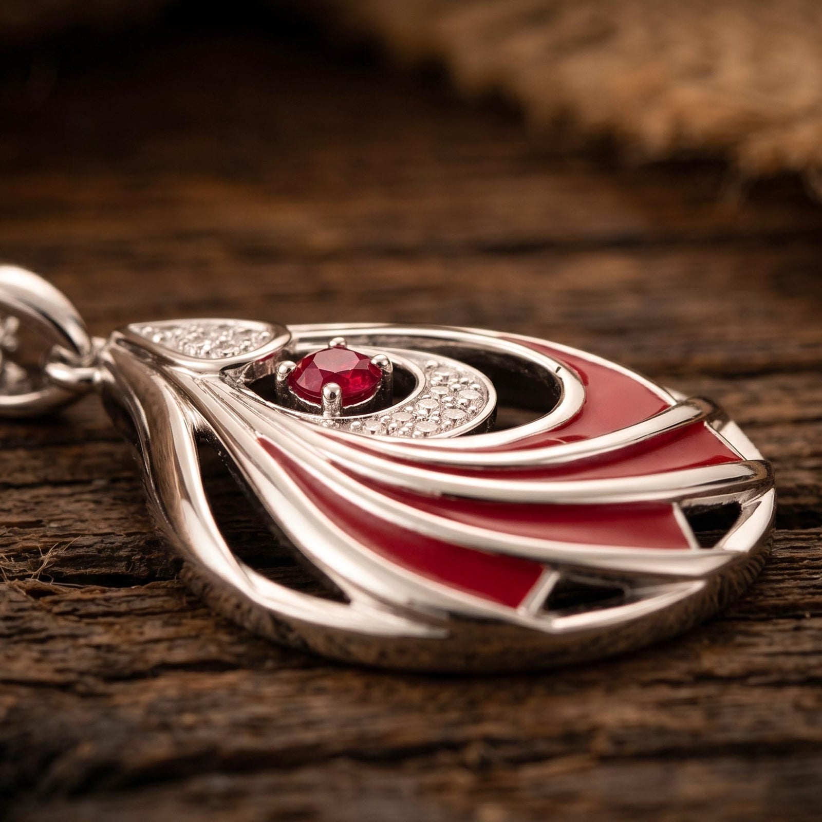 Zephyr Teardrop Necklace - Ruby & Red